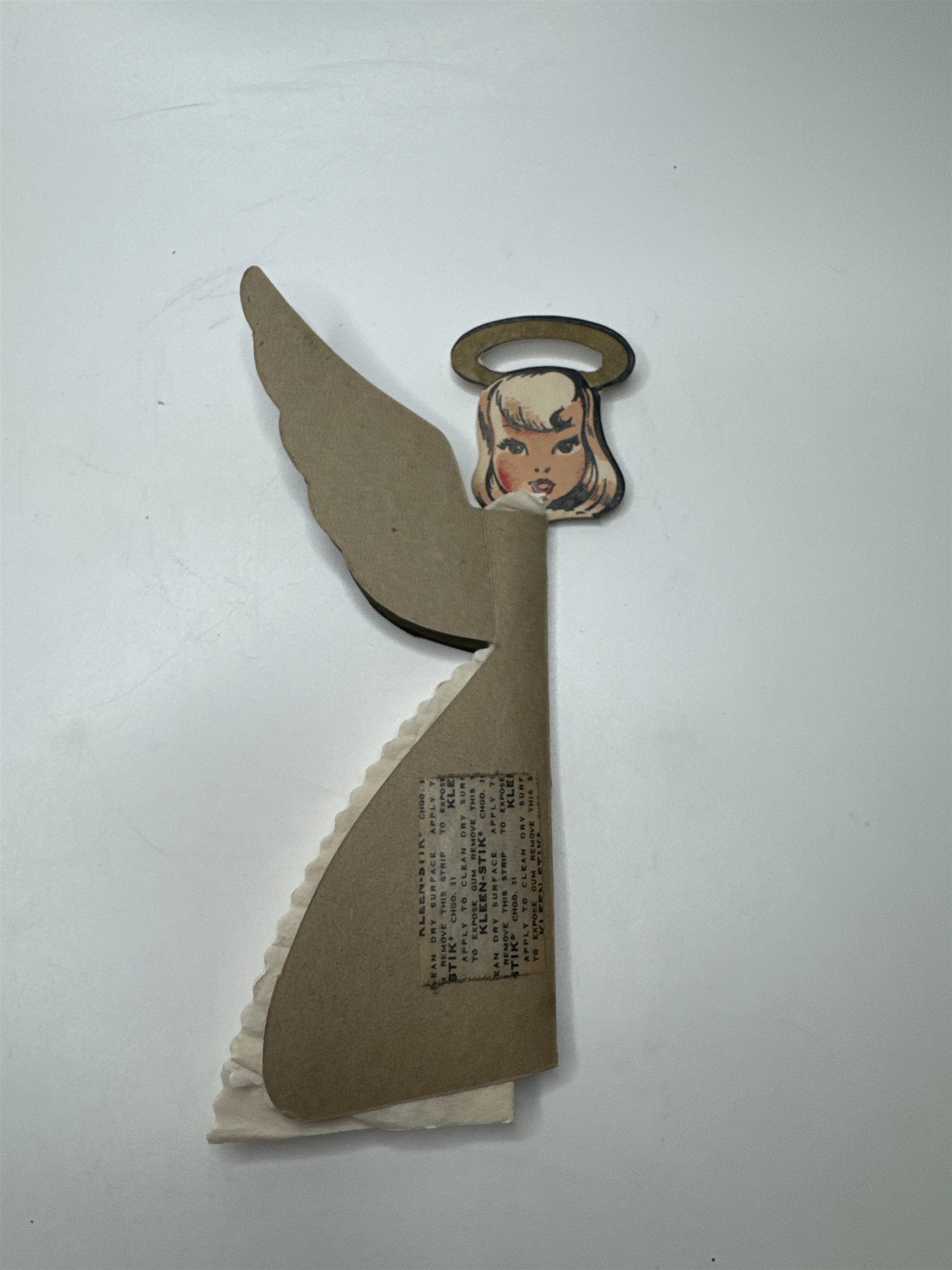 Vintage 1950s Christmas Angel Die Cut Cardboard Honeycomb Paper Crepe Decoration