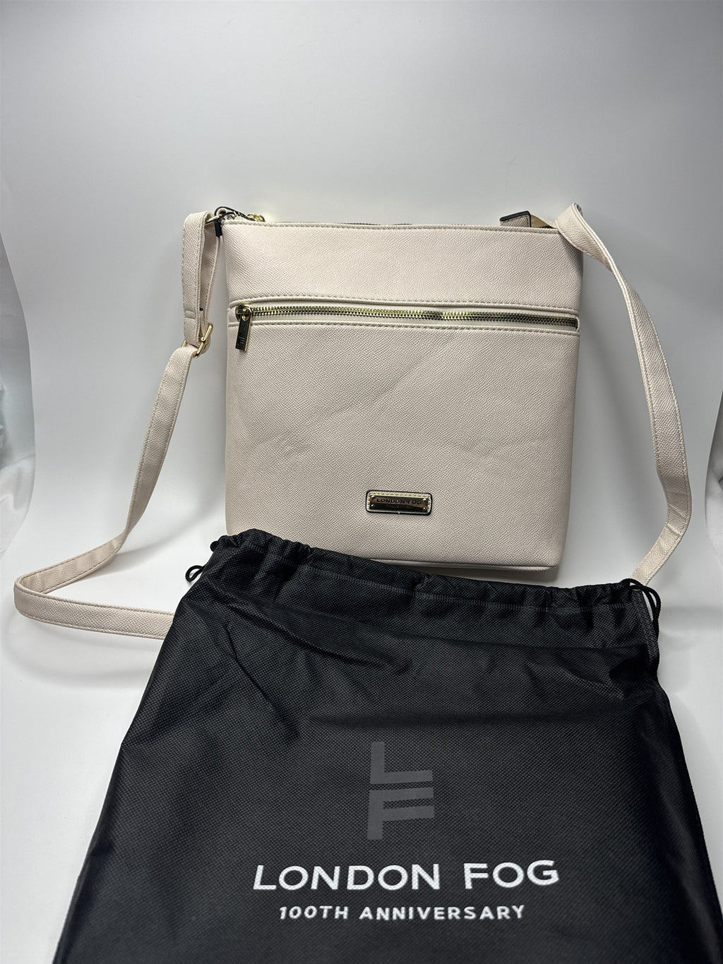 London Fog Cream Colored Lorraine Crossbody NWT Womens Purse Handbag (Crinkles)