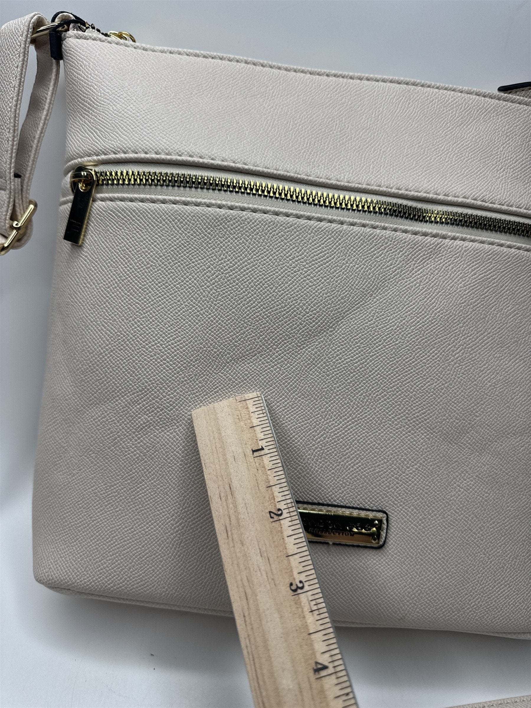 London Fog Cream Colored Lorraine Crossbody NWT Womens Purse Handbag (Crinkles)