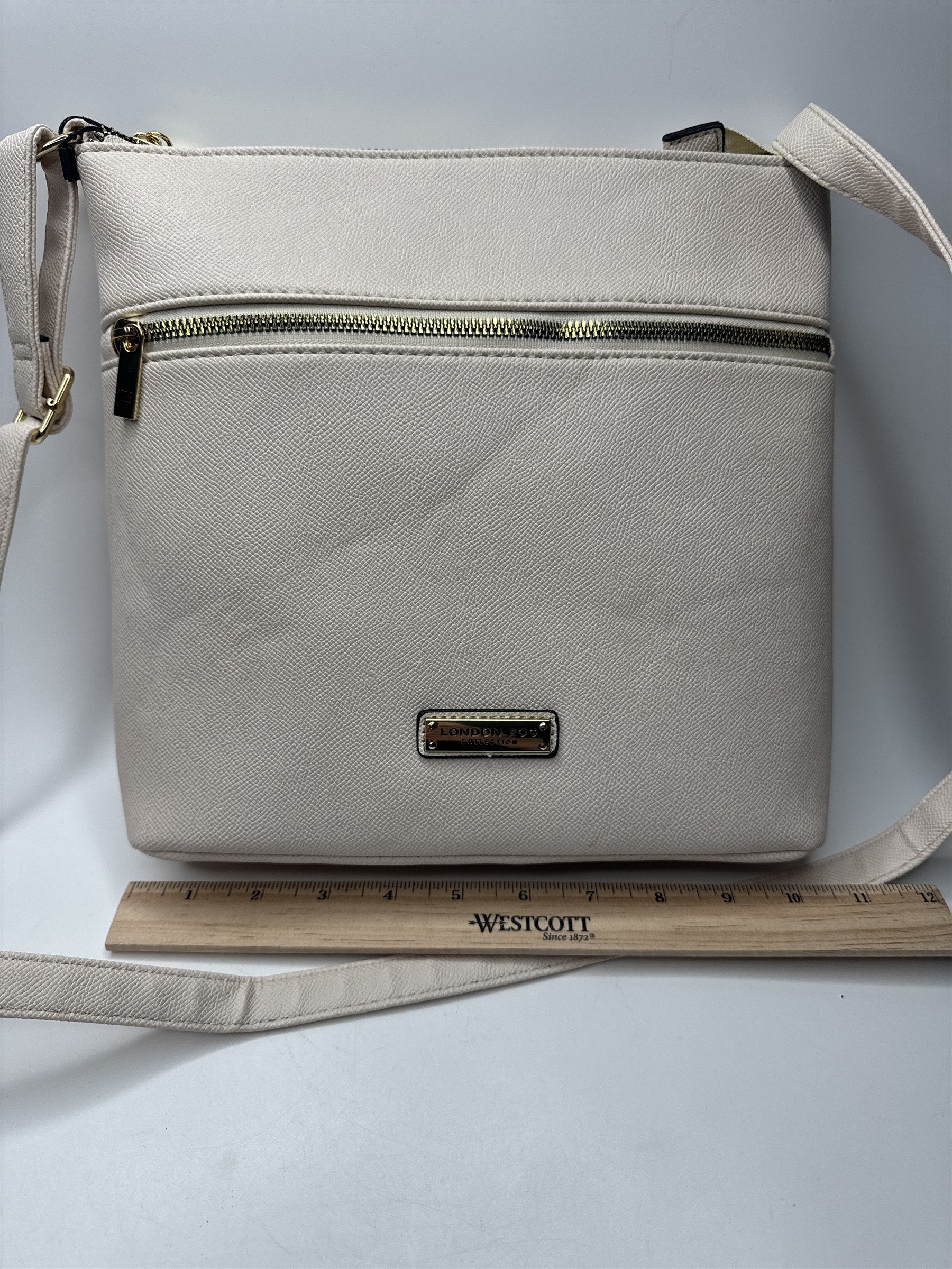 London Fog Cream Colored Lorraine Crossbody NWT Womens Purse Handbag (Crinkles)