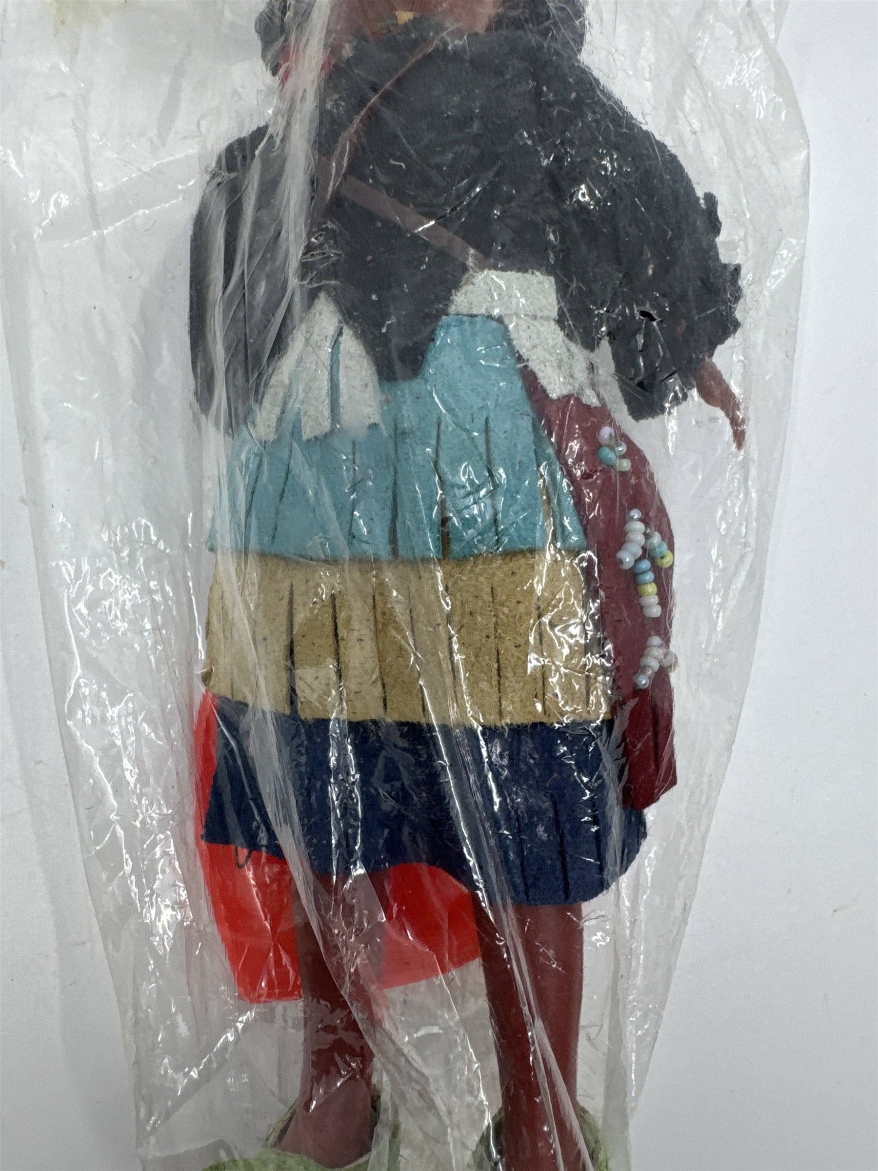 Vintage Plastic Native American Woman Figurine with Braids, Baby and Stand