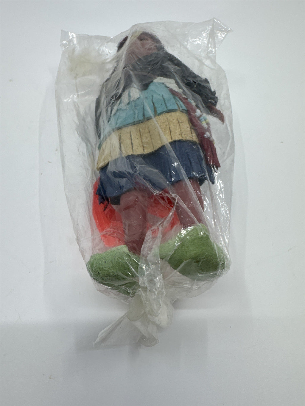 Vintage Plastic Native American Woman Figurine with Braids, Baby and Stand