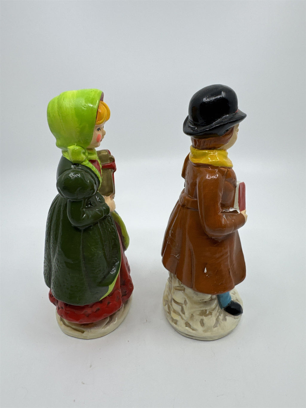 Set of Two Vintage Christmas Carolers with Gift and Book By RB Made in Japan