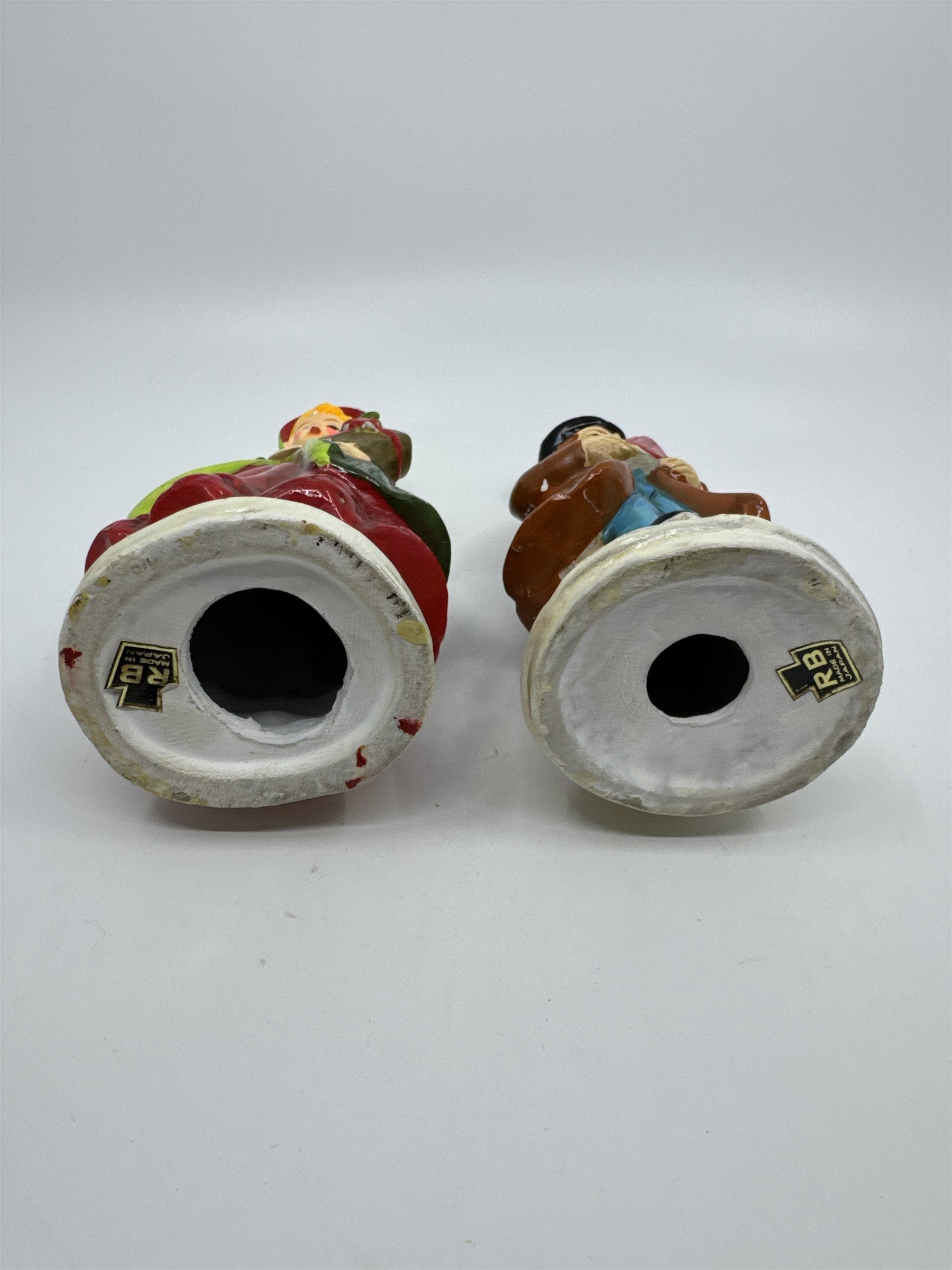 Set of Two Vintage Christmas Carolers with Gift and Book By RB Made in Japan