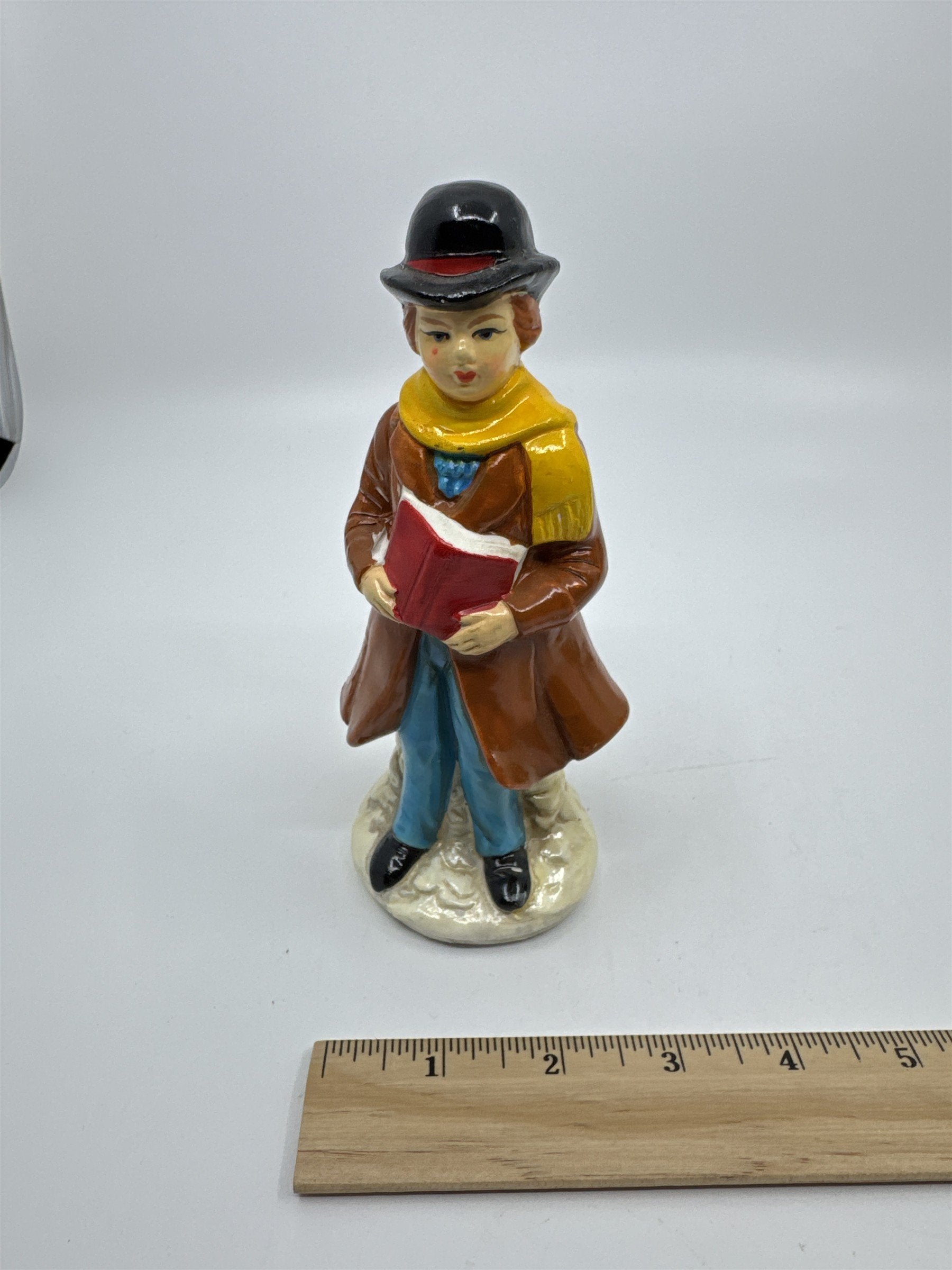 Set of Two Vintage Christmas Carolers with Gift and Book By RB Made in Japan