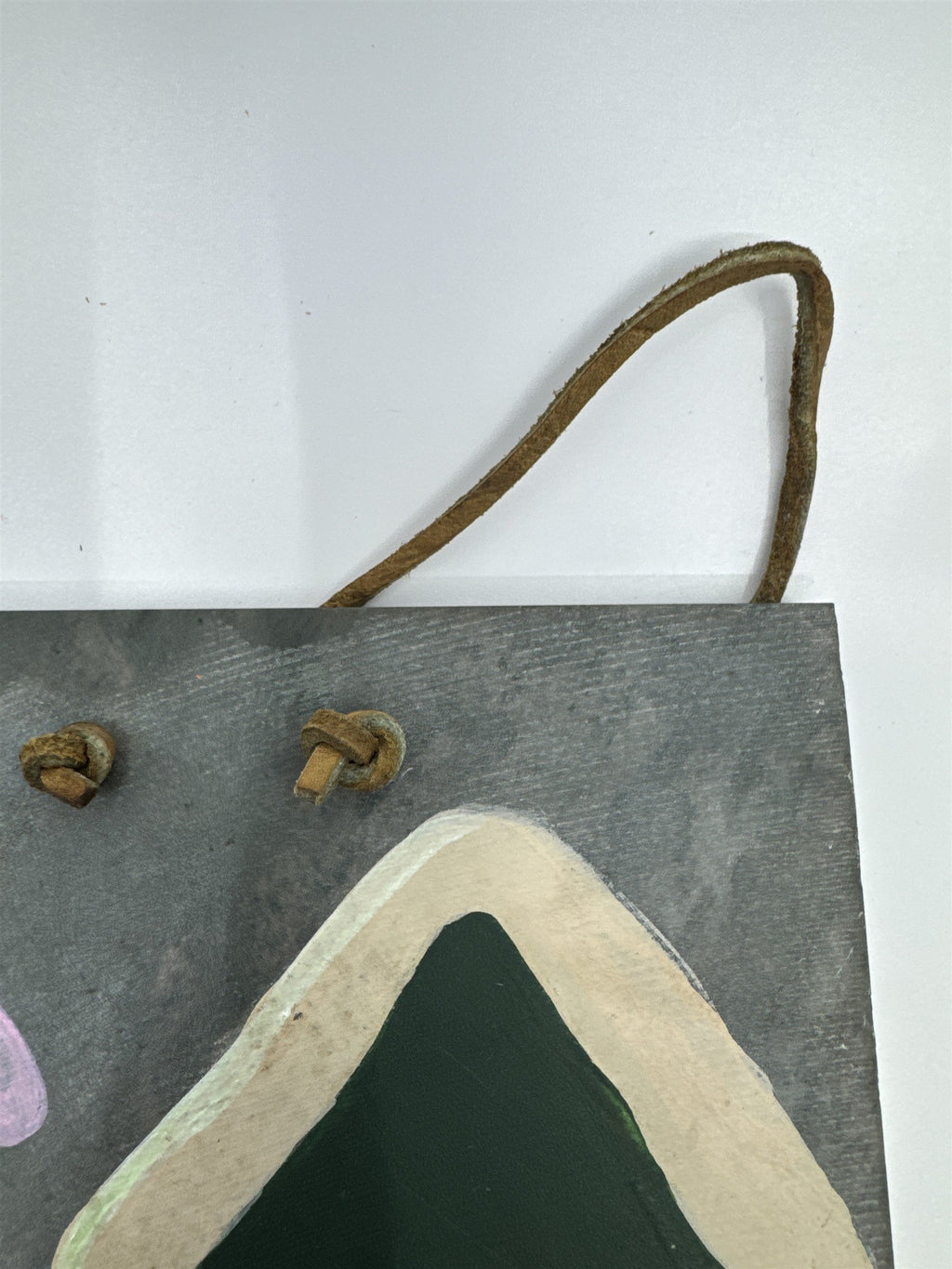 Vintage Hand Painted Hanging Slate Rock with Bird Houses, Vines and A Dragonfly