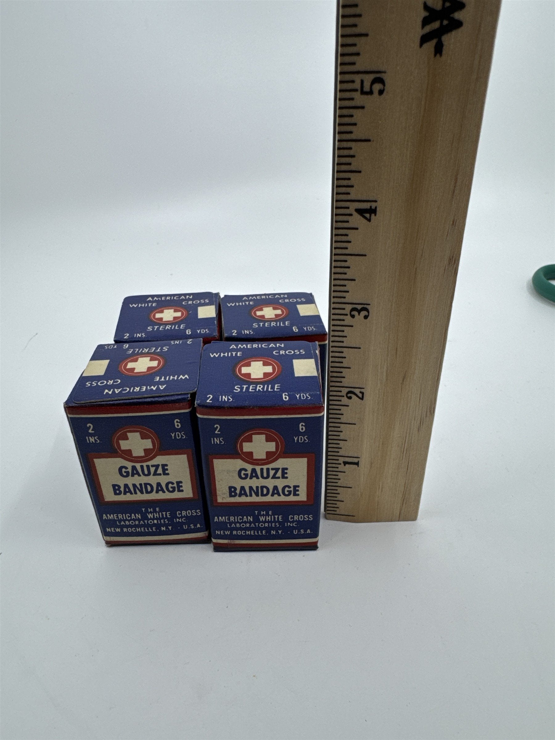Set of Four Vintage American White Cross Labs Gauze Bandages 2 in 10 yds.