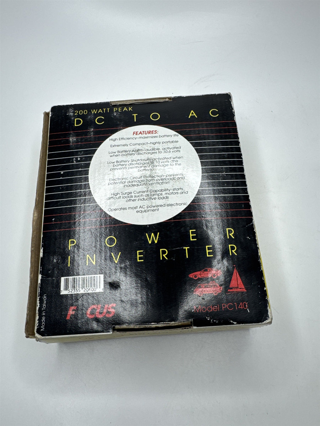 FOCUS Model PC140 200 Watt Peak DC to AC Power Inverter *Not for Positive Ground