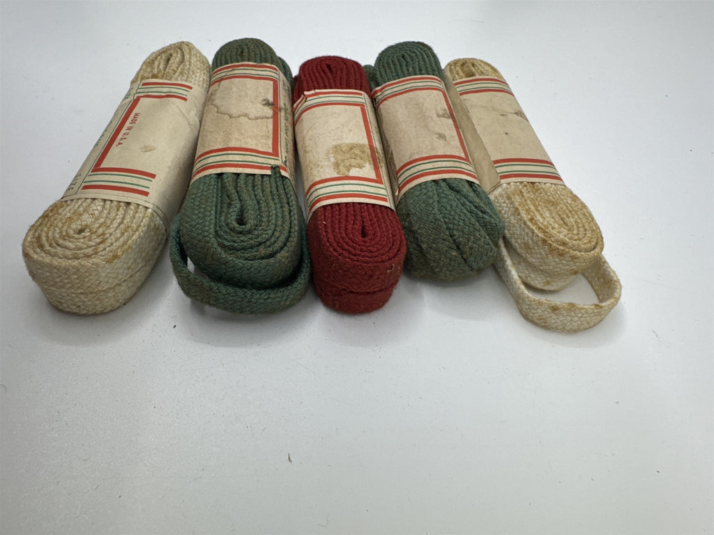 Set of 5 Vintage Johnny Jones Jr. Quality Shoelaces Red, White, Green Size 72