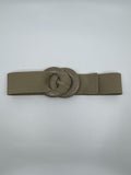 Women's Tan/Beige O-Ring Fashionable Elastic Belt