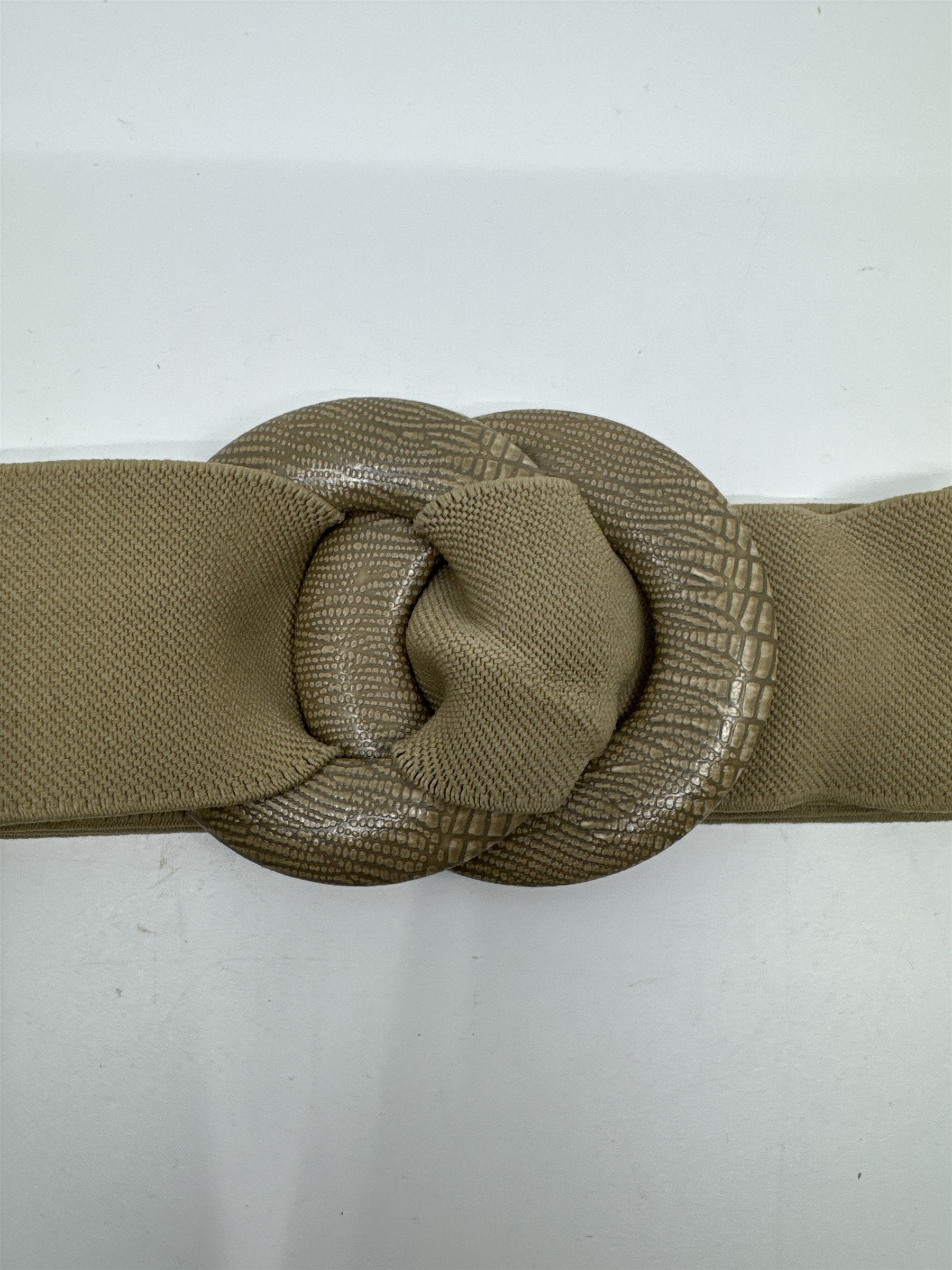 Women's Tan/Beige O-Ring Fashionable Elastic Belt