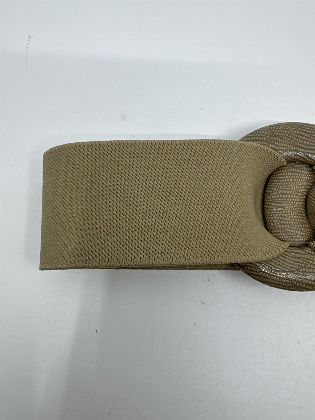 Women's Tan/Beige O-Ring Fashionable Elastic Belt