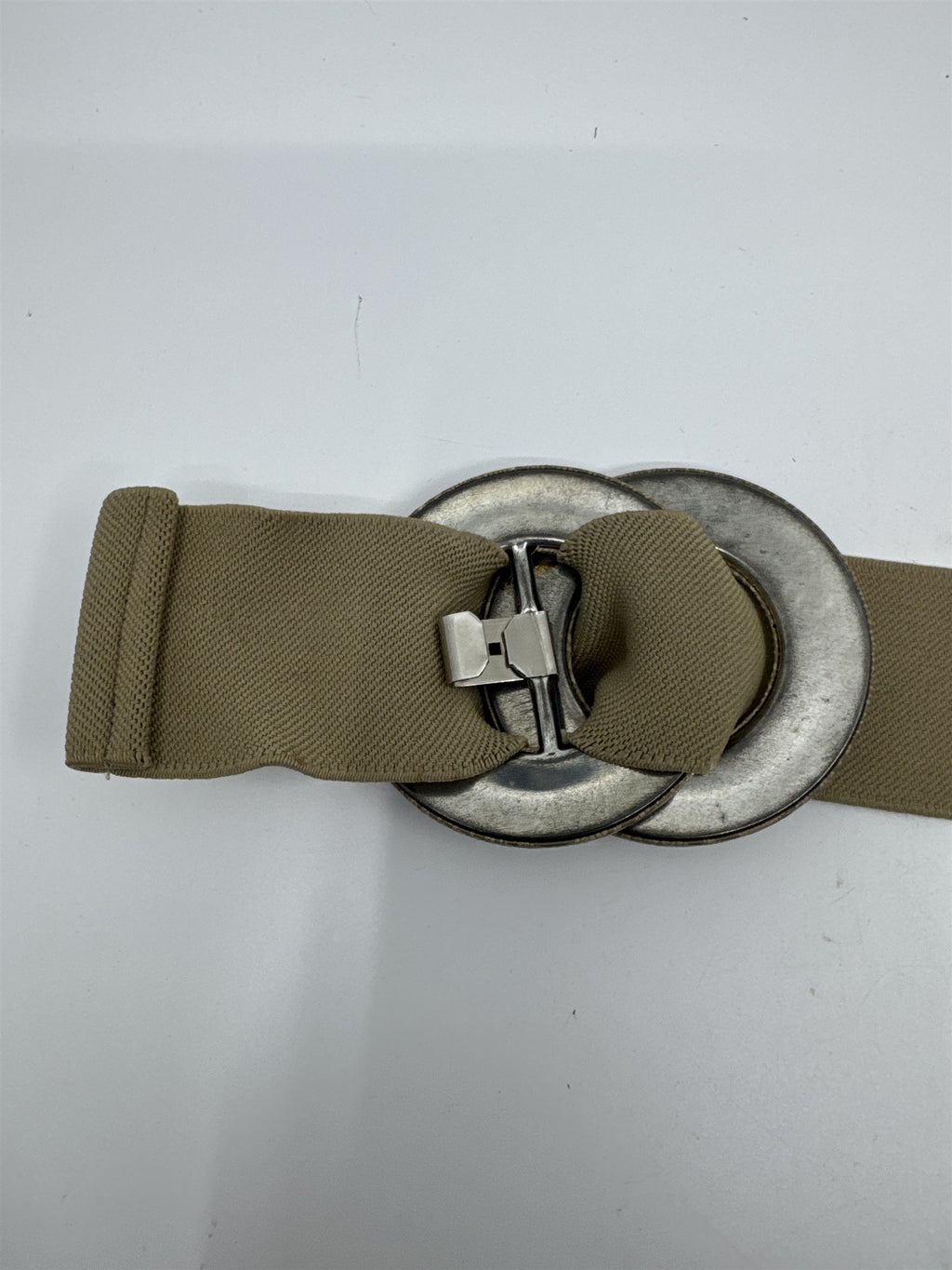 Women's Tan/Beige O-Ring Fashionable Elastic Belt