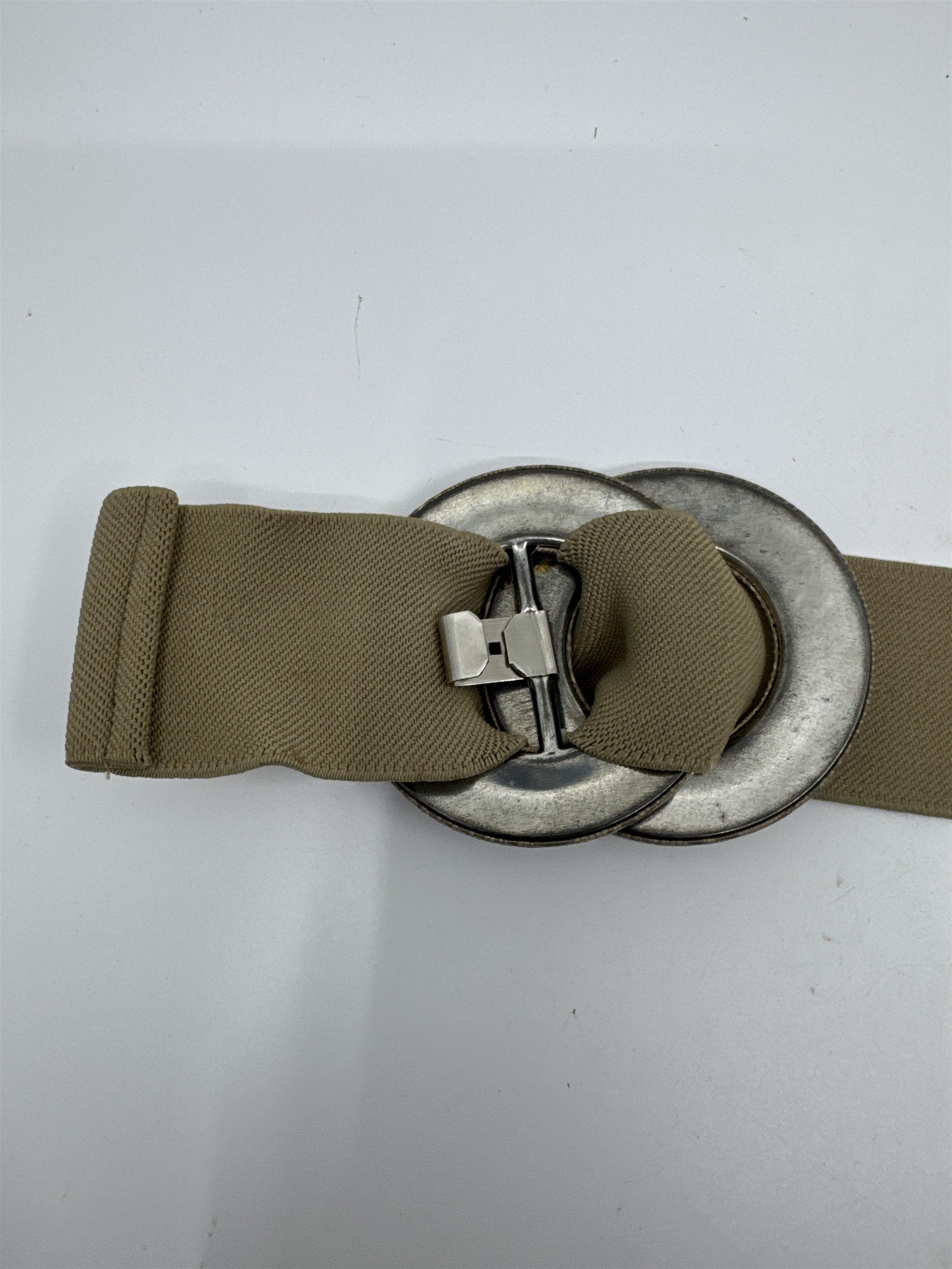 Women's Tan/Beige O-Ring Fashionable Elastic Belt