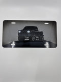Vintage Grey Metal License Plate Sign with Black Lifted Truck for Truck Lovers
