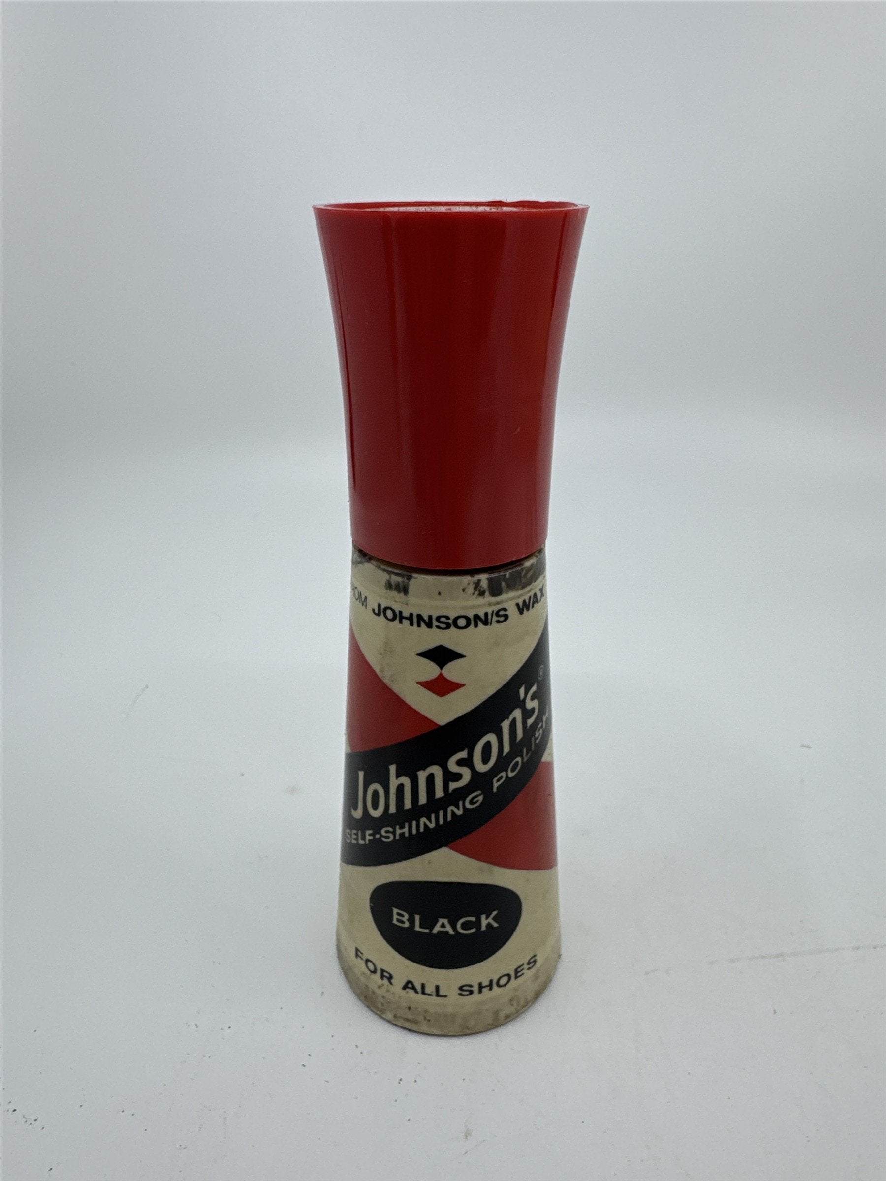 Vintage Johnson's 2 Oz Self Shining Black Polish Plastic Bottle W/ Some Contents