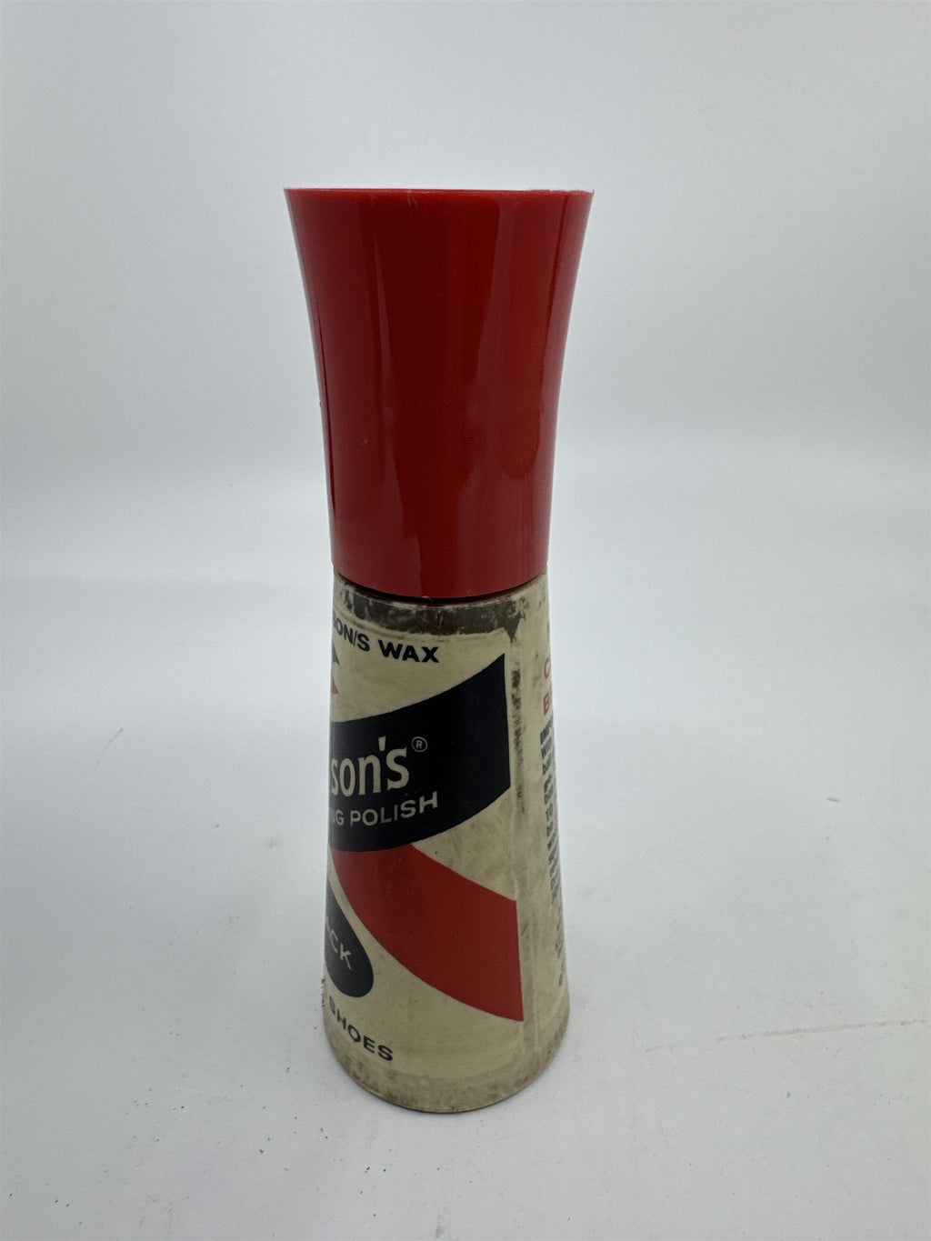 Vintage Johnson's 2 Oz Self Shining Black Polish Plastic Bottle W/ Some Contents