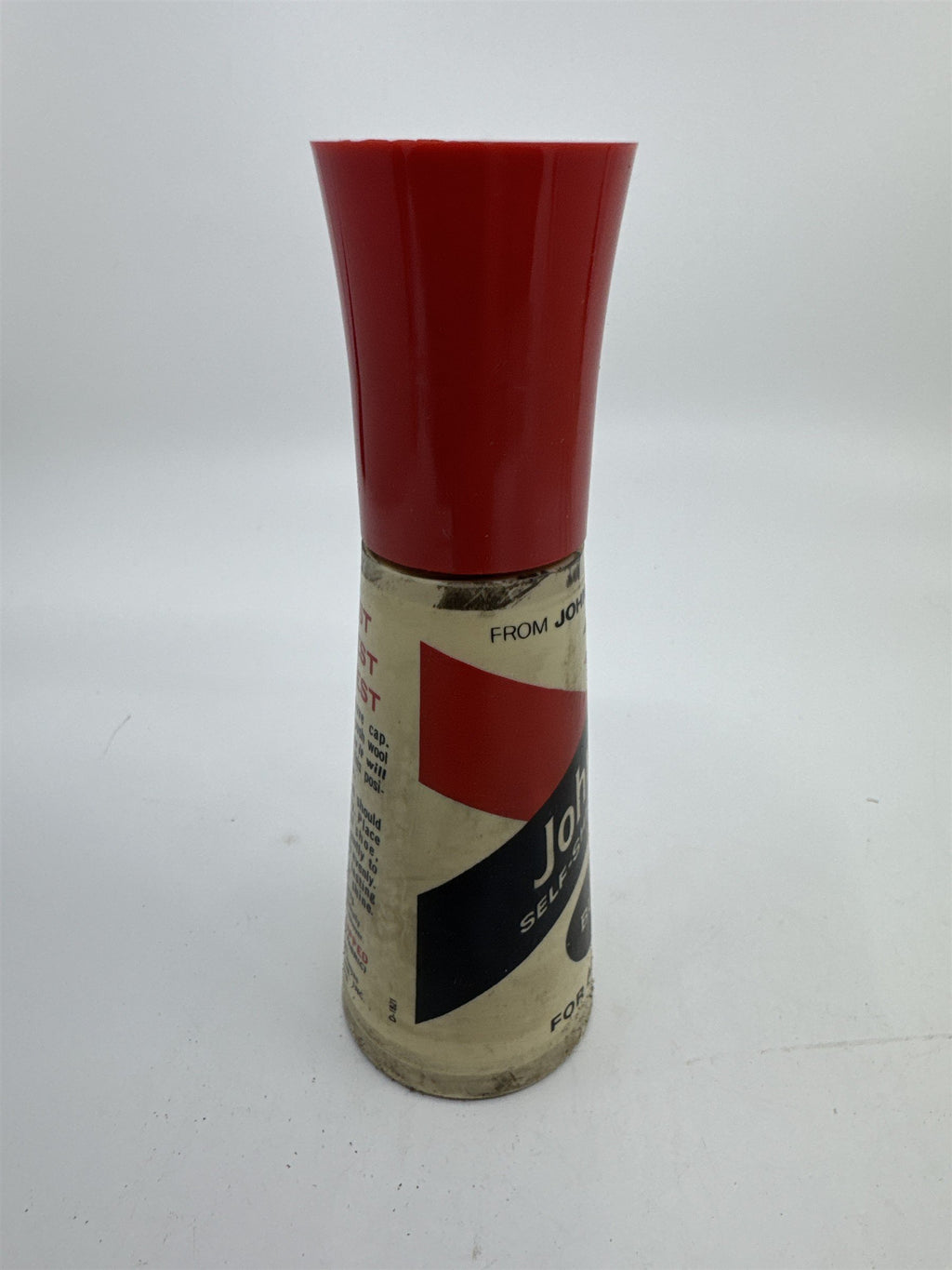 Vintage Johnson's 2 Oz Self Shining Black Polish Plastic Bottle W/ Some Contents