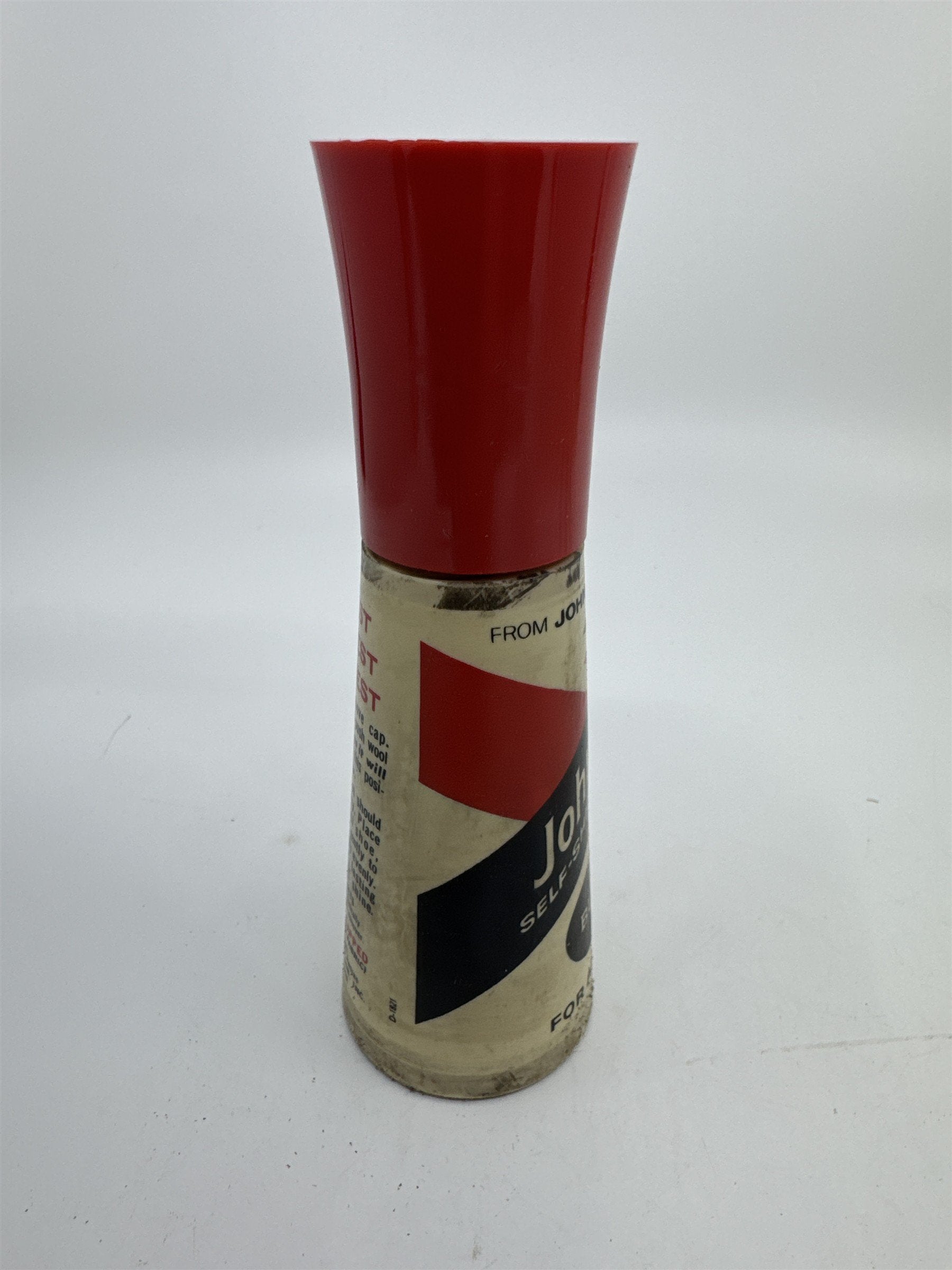 Vintage Johnson's 2 Oz Self Shining Black Polish Plastic Bottle W/ Some Contents