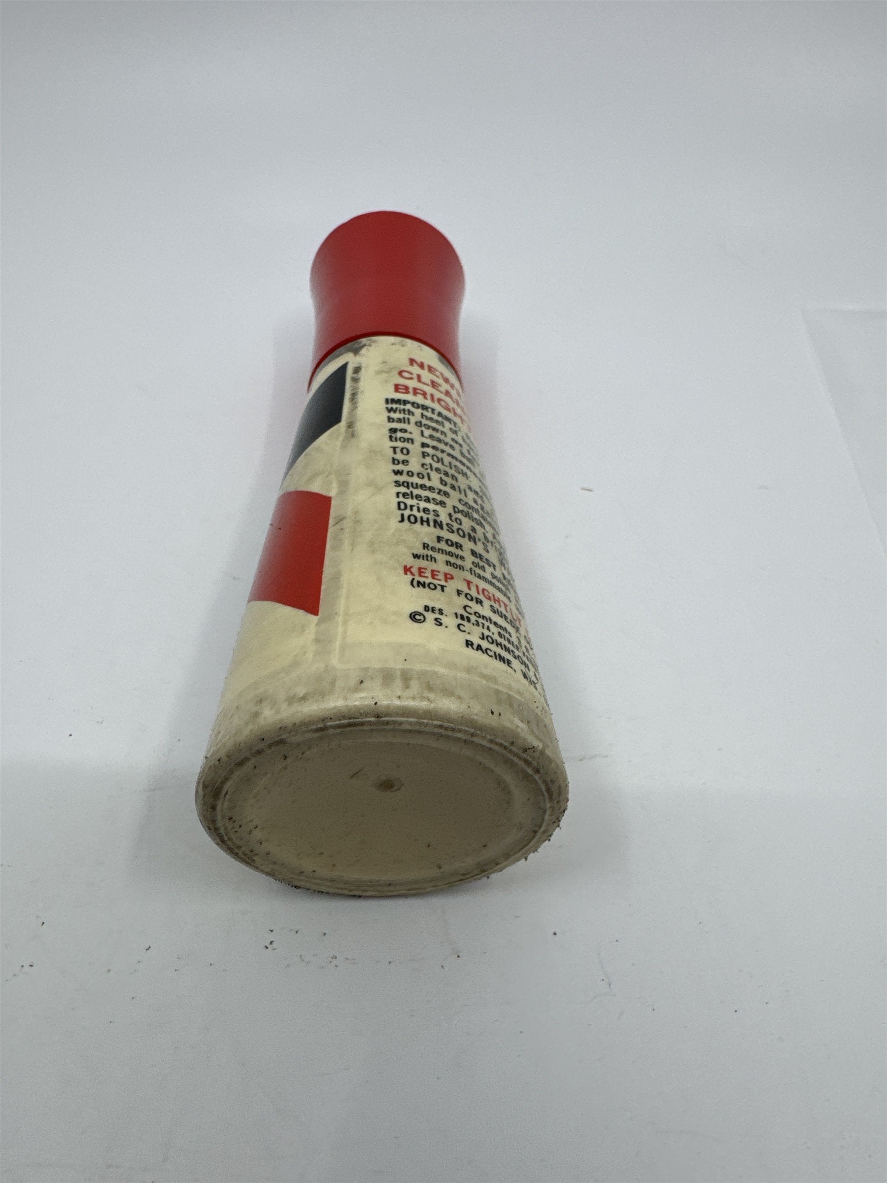 Vintage Johnson's 2 Oz Self Shining Black Polish Plastic Bottle W/ Some Contents