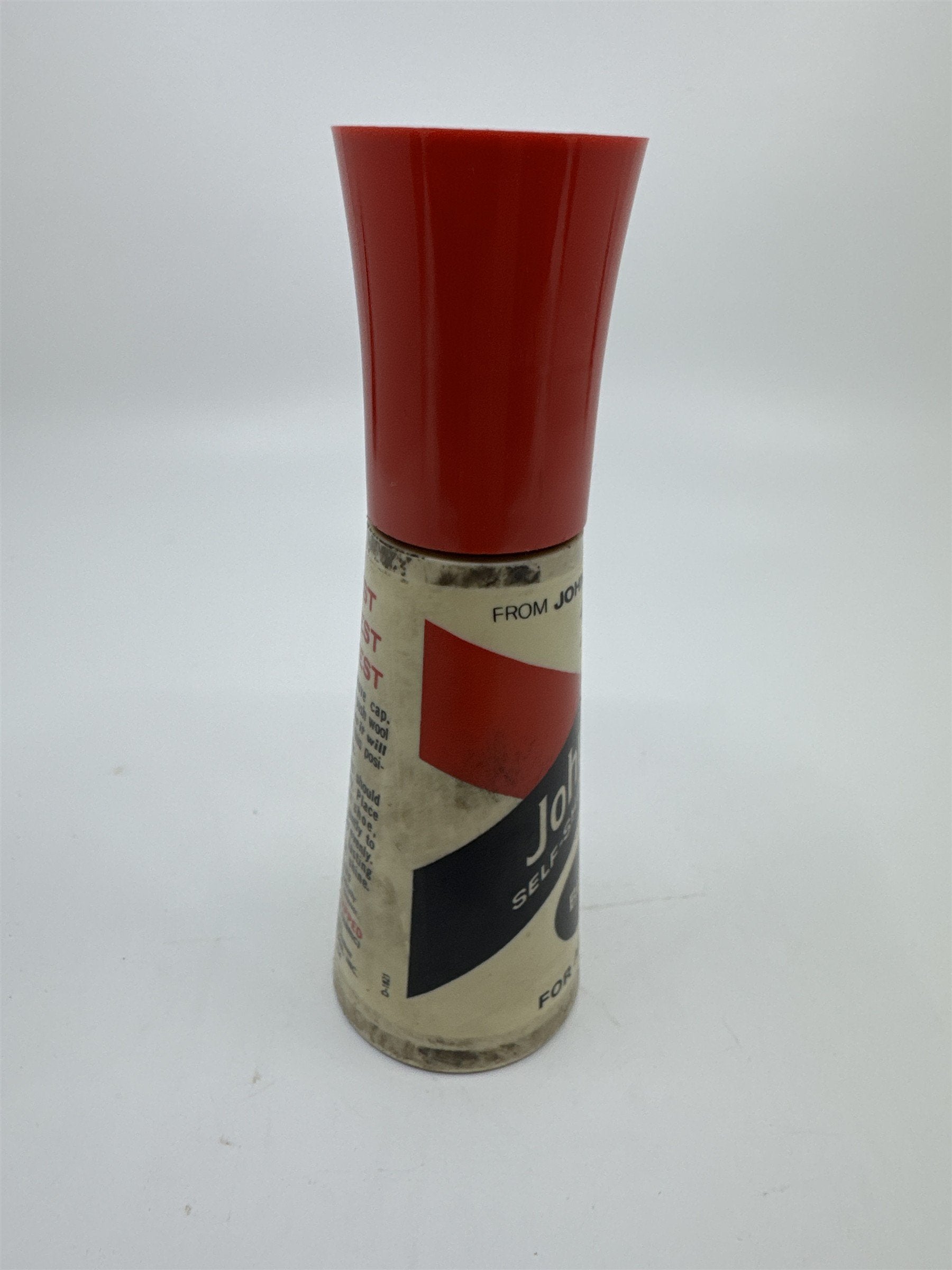 Vintage Johnson's 2 Oz Self Shining Black Polish Plastic Bottle W/ Some Contents