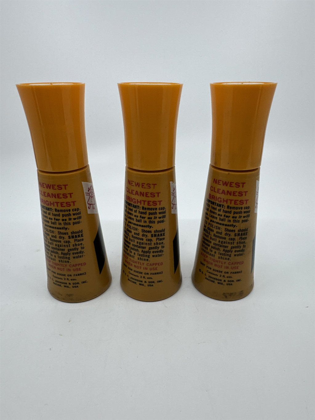 Set of Three Vintage Johnson's Black Shoe Polish For Children's Shoes 2 Oz.