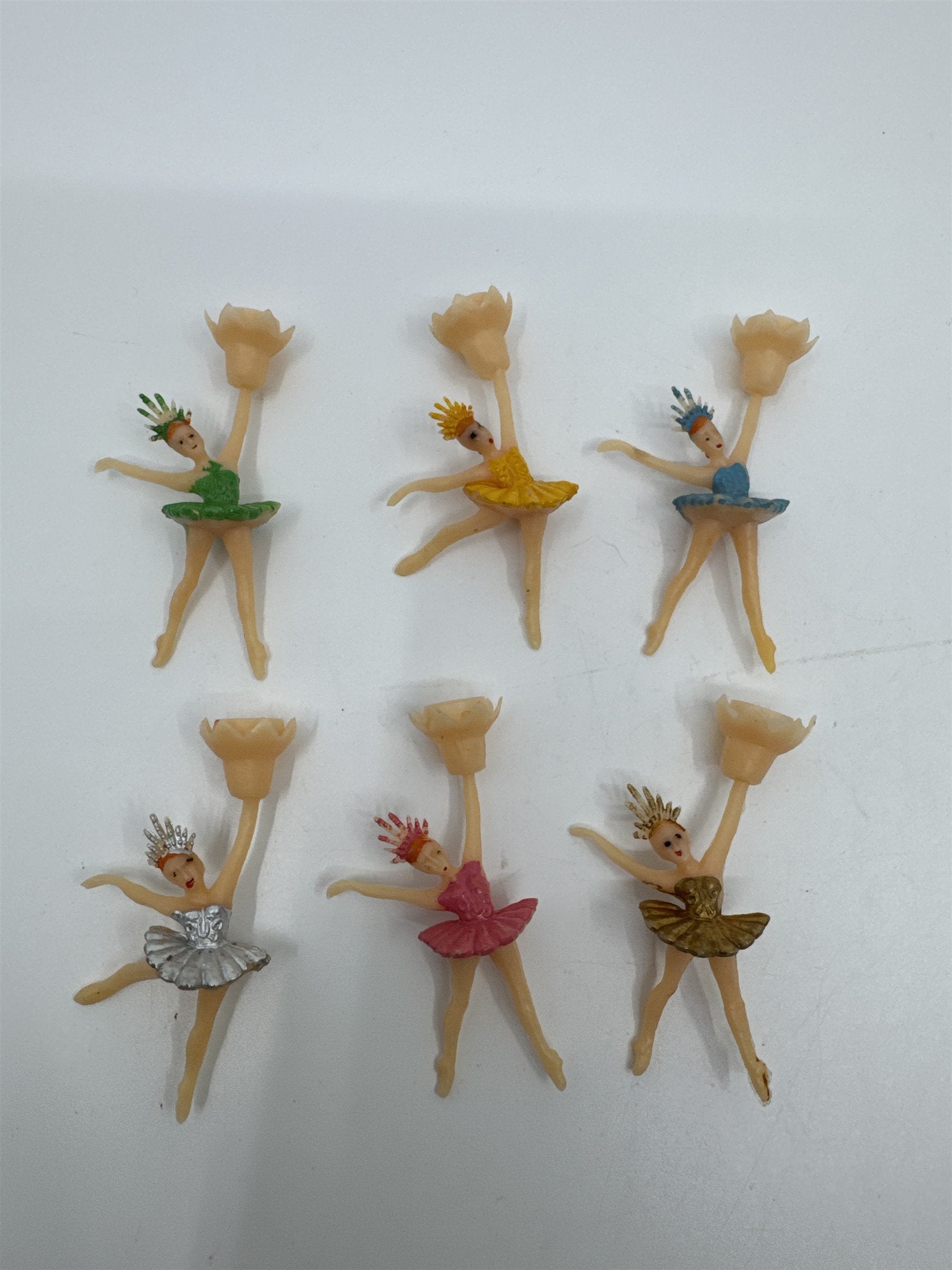 Set of 6 Vintage Ballerina/Tutus Cake Toppers/Candle Holders For Birthday Cakes