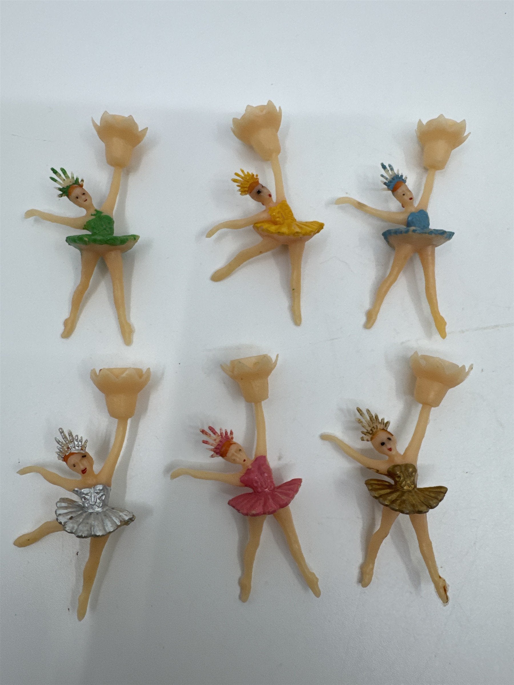 Set of 6 Vintage Ballerina/Tutus Cake Toppers/Candle Holders For Birthday Cakes
