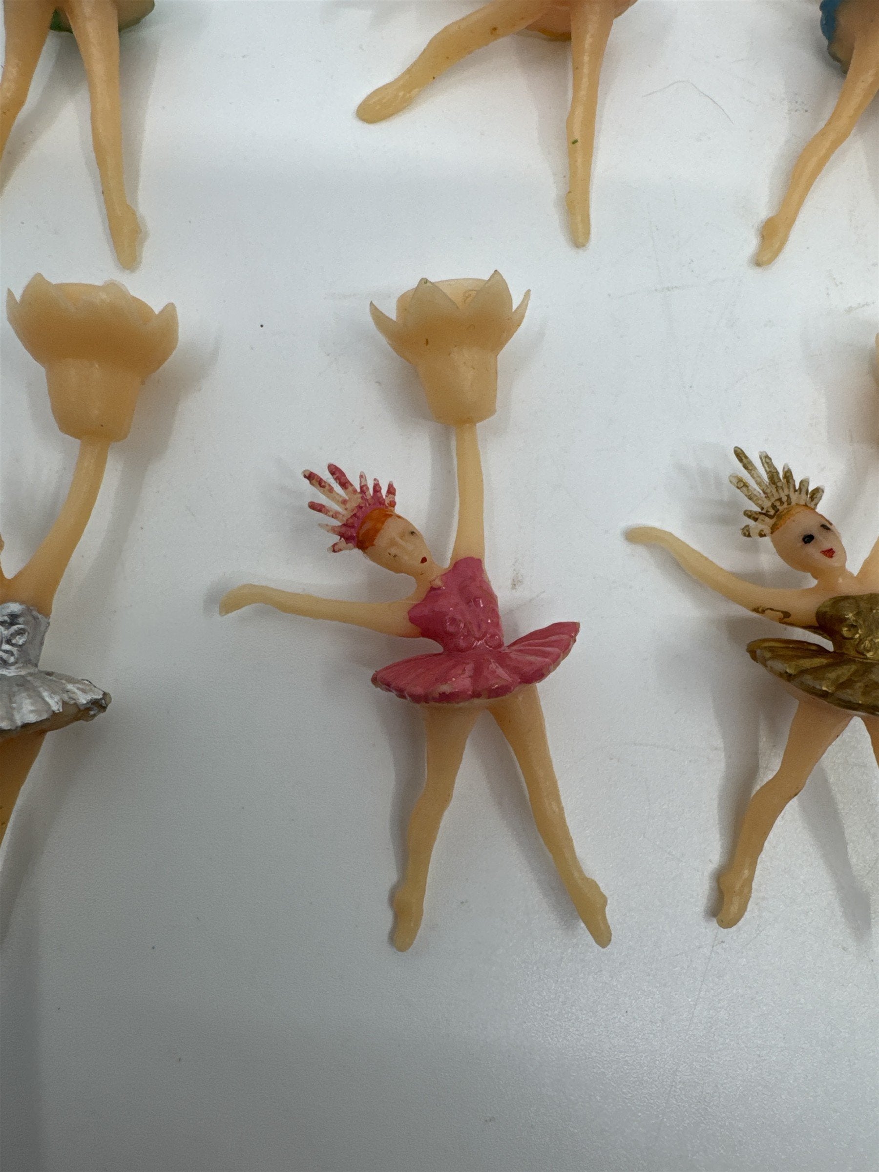 Set of 6 Vintage Ballerina/Tutus Cake Toppers/Candle Holders For Birthday Cakes