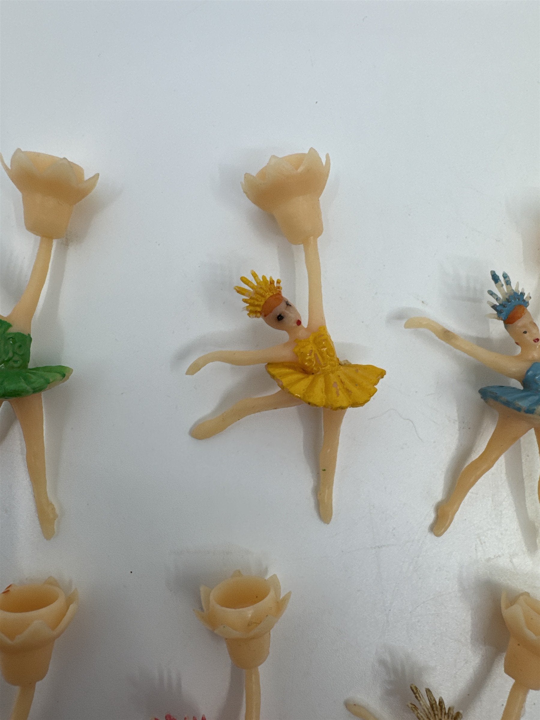 Set of 6 Vintage Ballerina/Tutus Cake Toppers/Candle Holders For Birthday Cakes