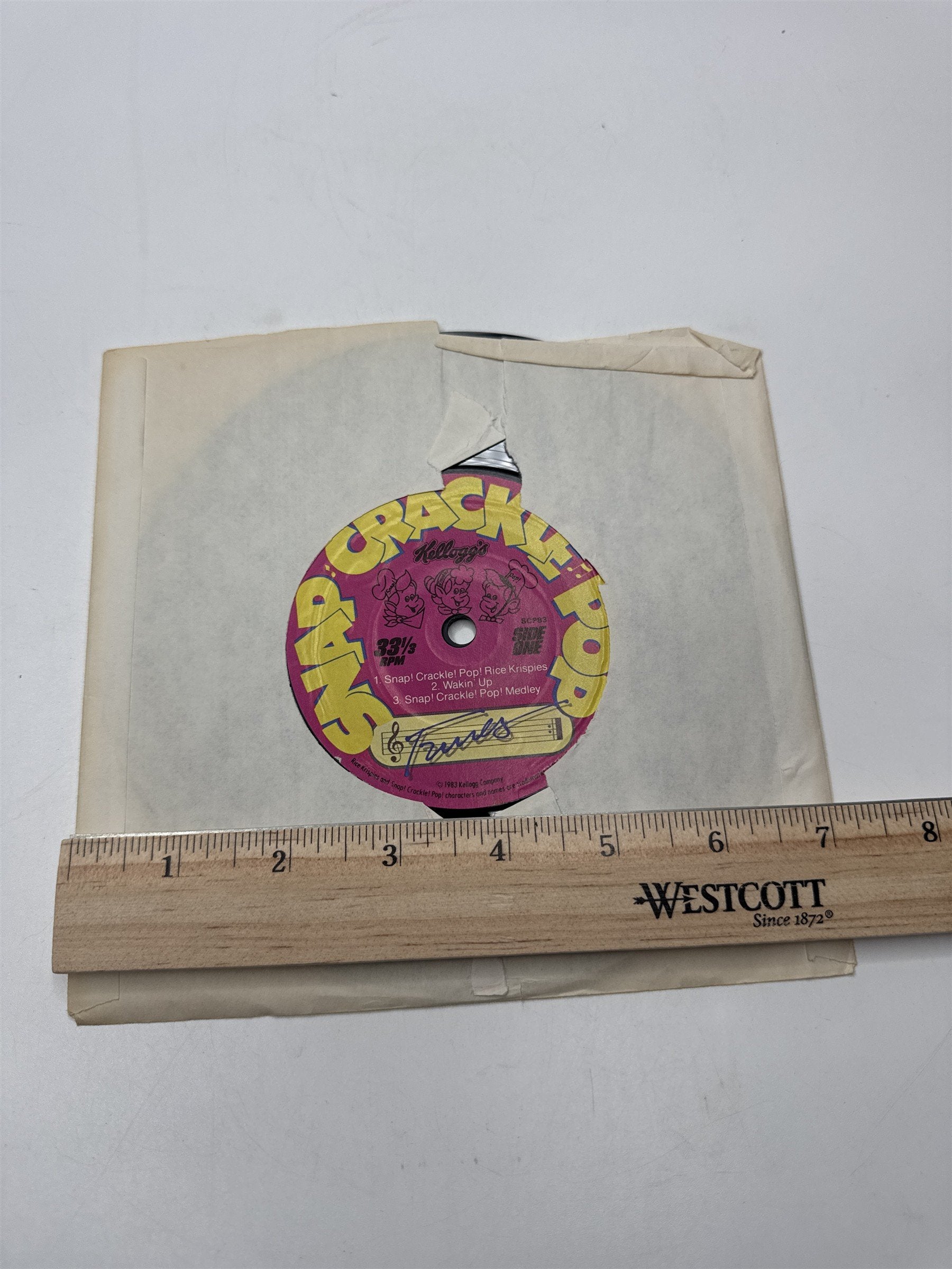 Vintage Snap Crackle Pop Vinyl Record Songs Promotional Giveaway Disk