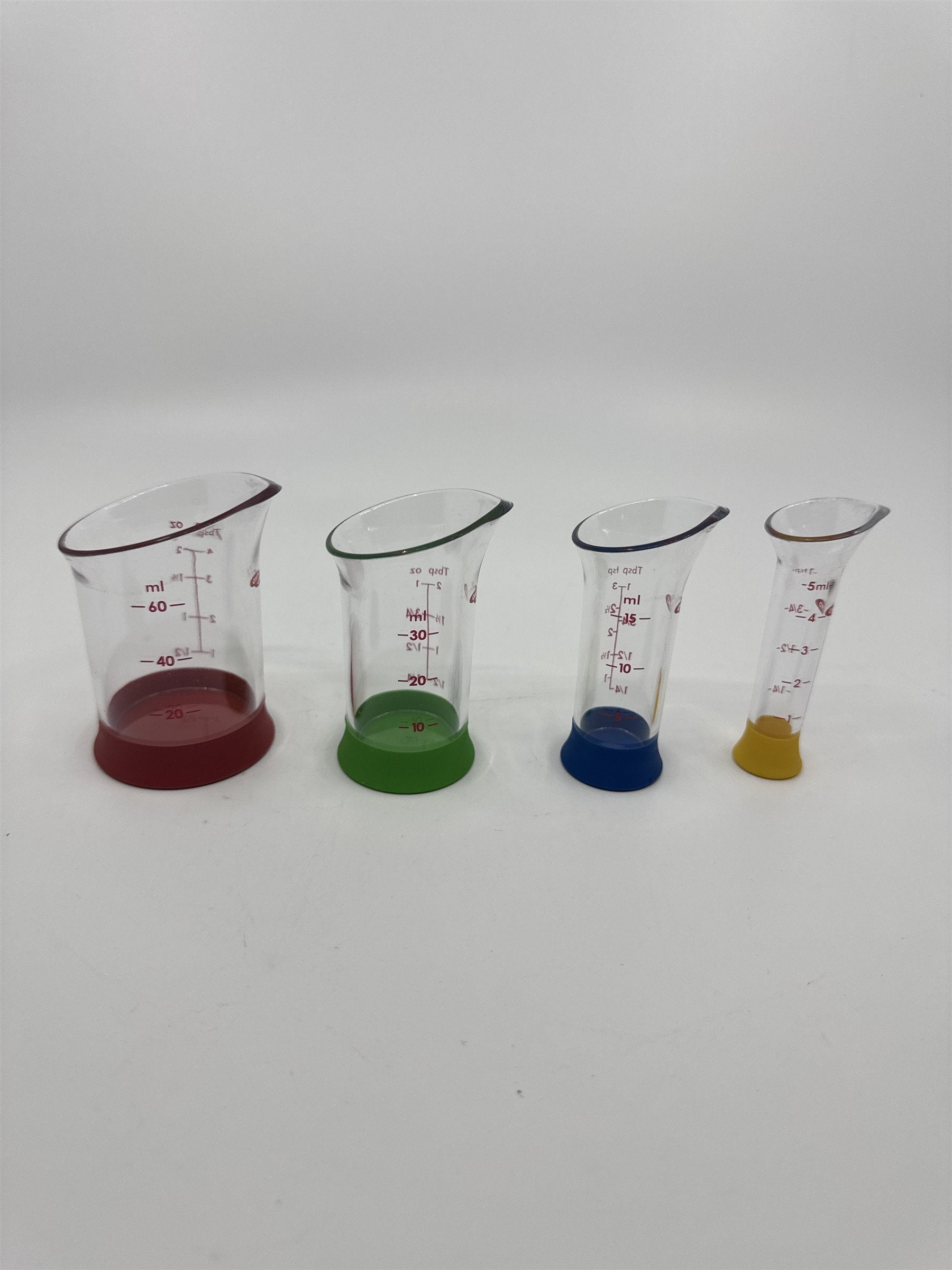 Set Of Four OXO Mini Measuring Beakers 4,2,1 Tablespoon and 1 Teaspoon