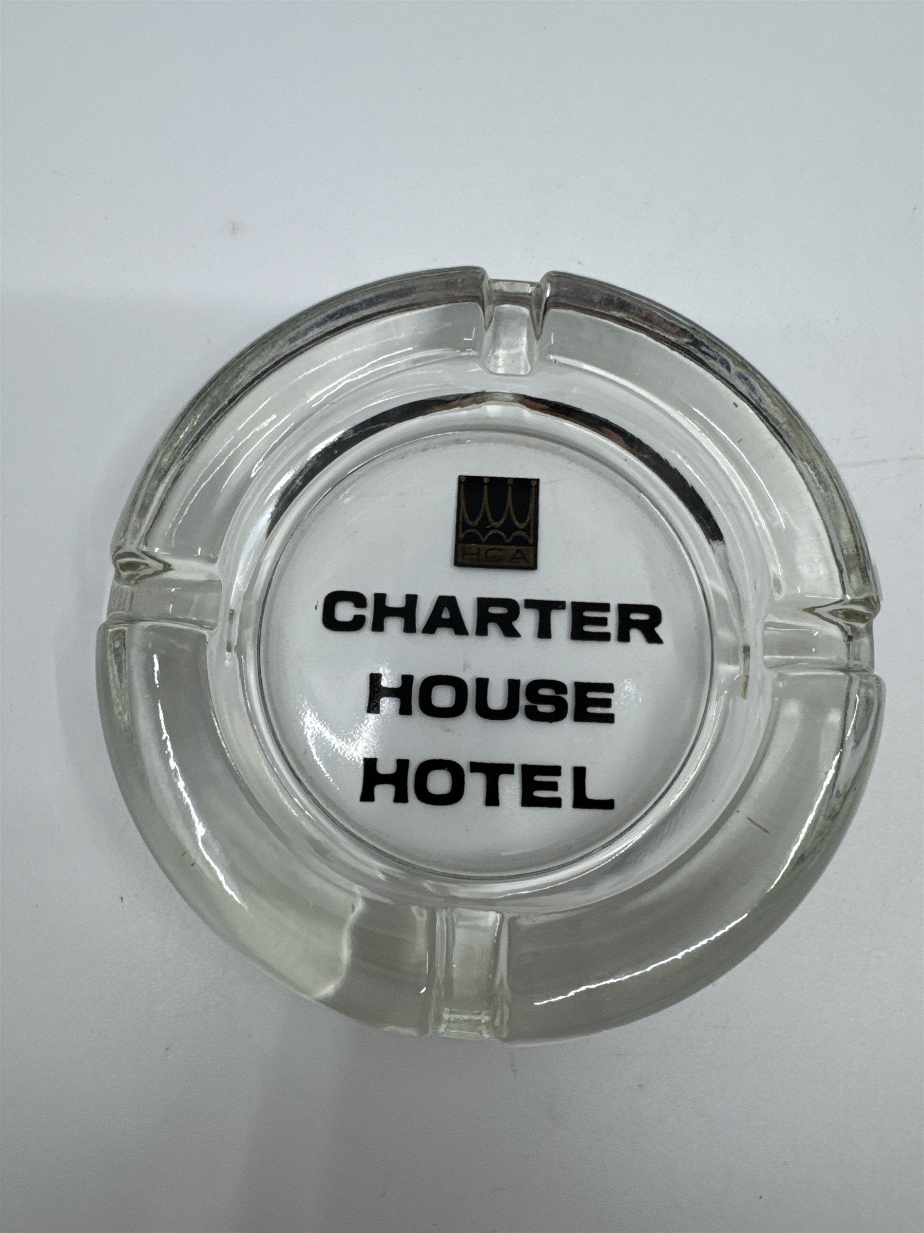 Vintage Glass Charter House Hotel Cigarette Ashtray Collectible Smoking Item