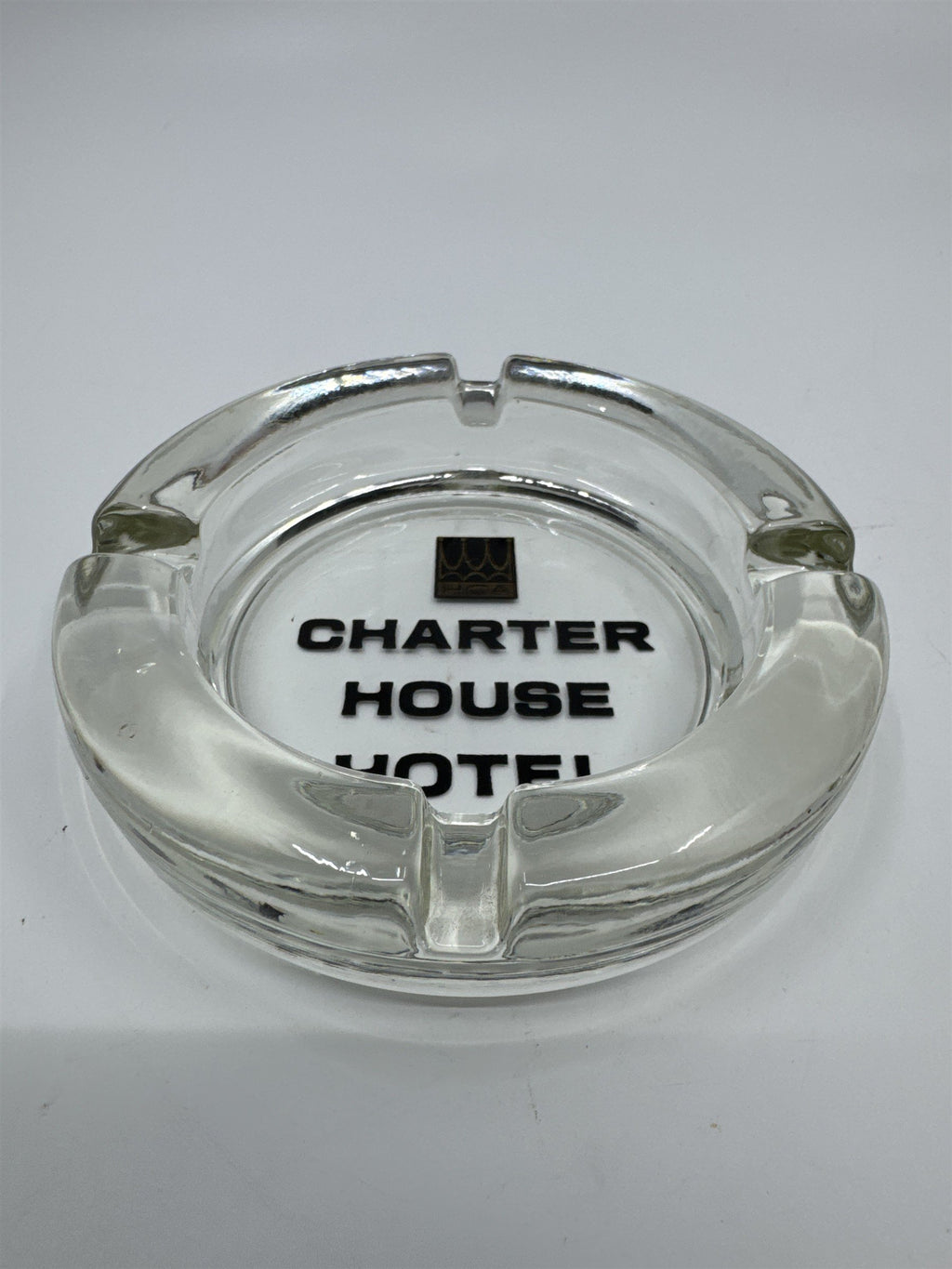 Vintage Glass Charter House Hotel Cigarette Ashtray Collectible Smoking Item