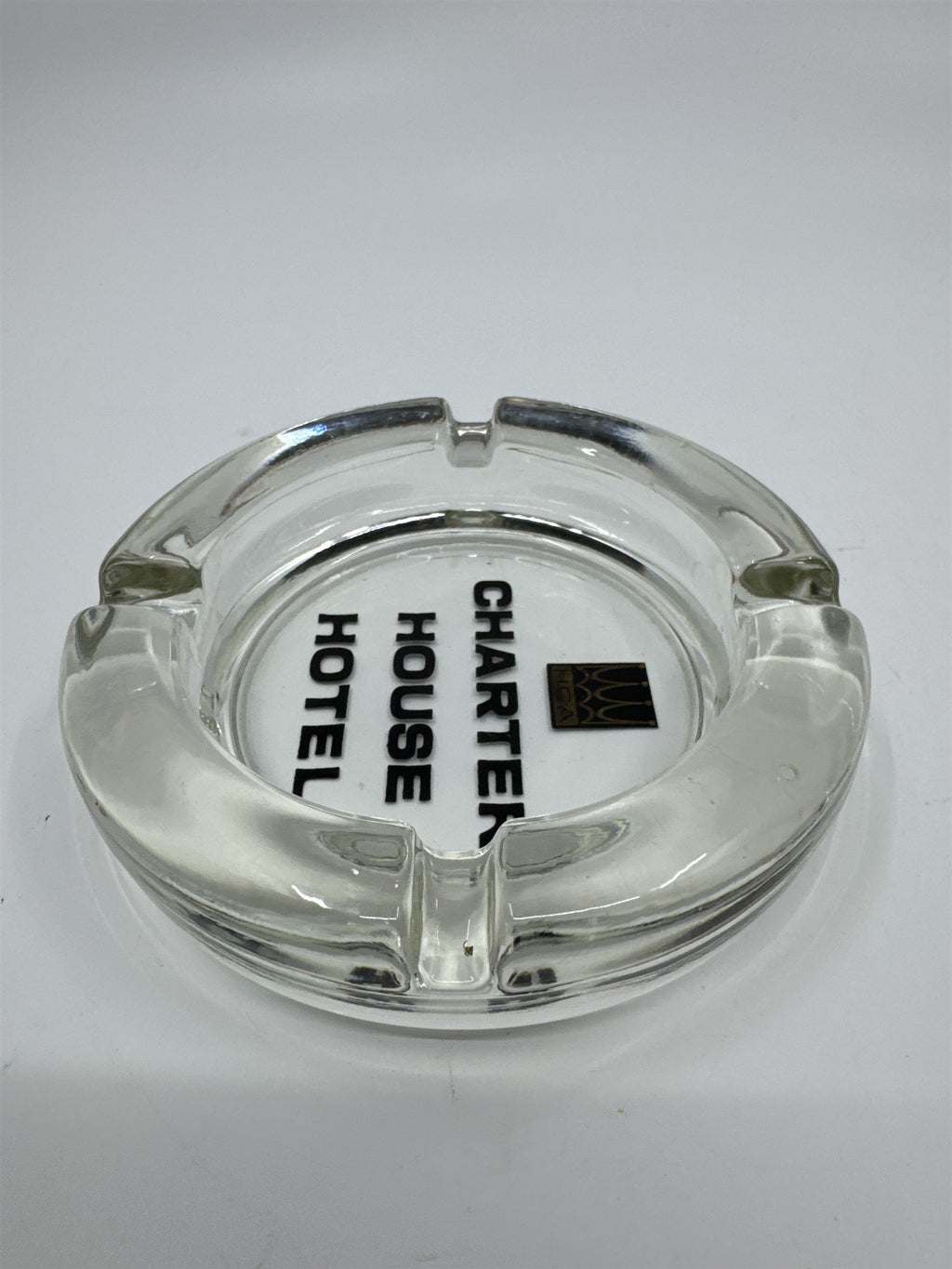 Vintage Glass Charter House Hotel Cigarette Ashtray Collectible Smoking Item