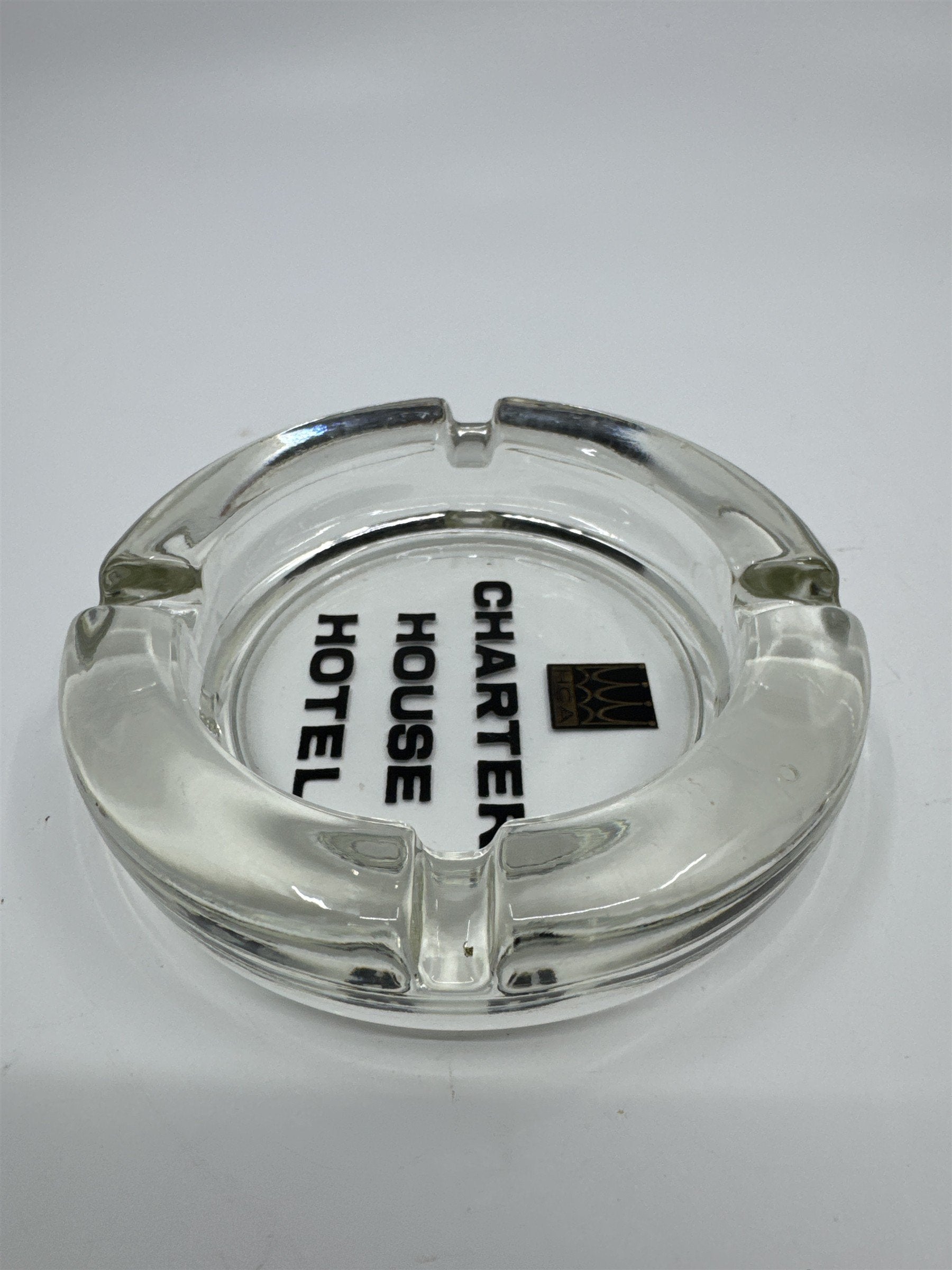 Vintage Glass Charter House Hotel Cigarette Ashtray Collectible Smoking Item