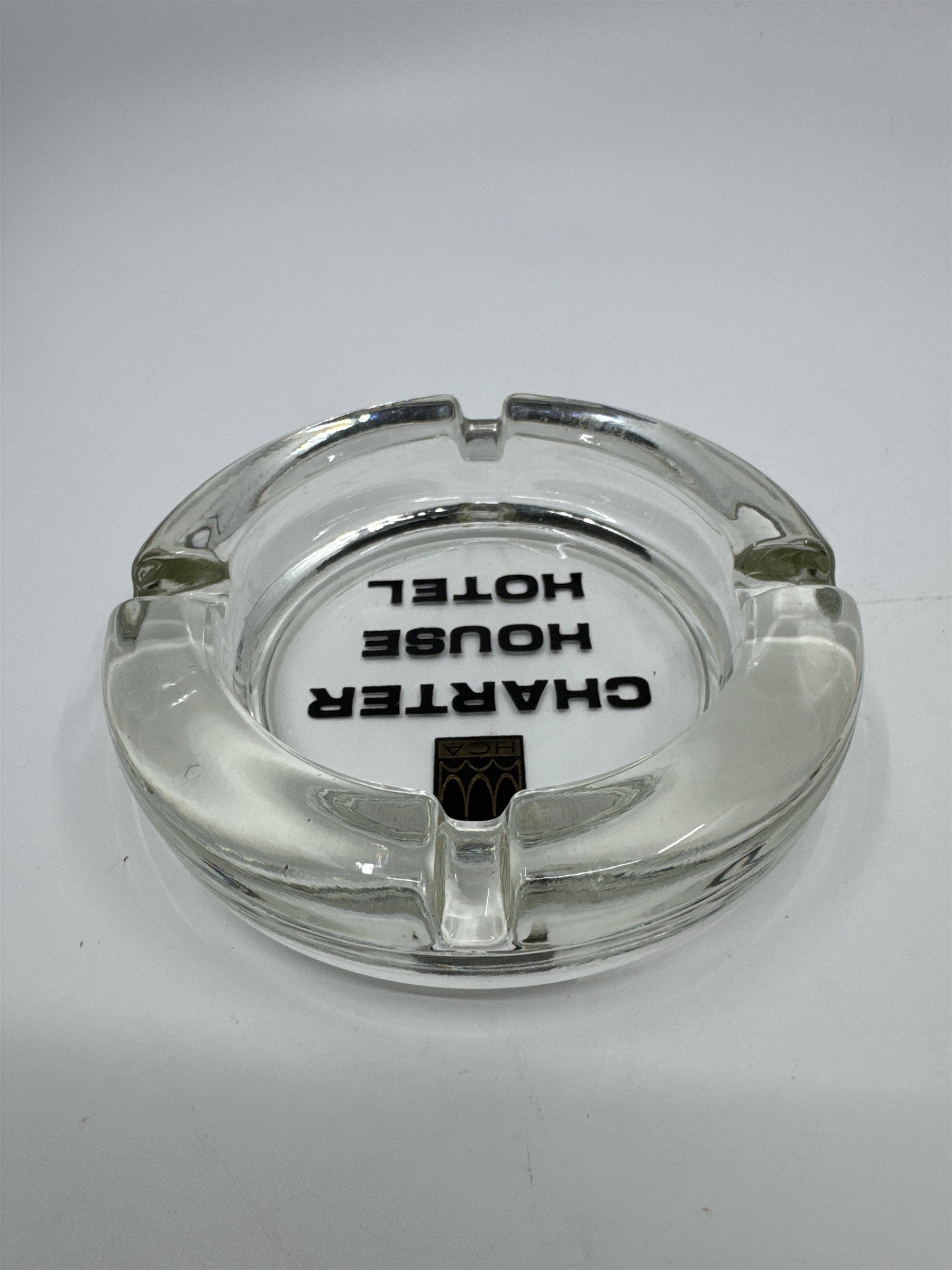 Vintage Glass Charter House Hotel Cigarette Ashtray Collectible Smoking Item
