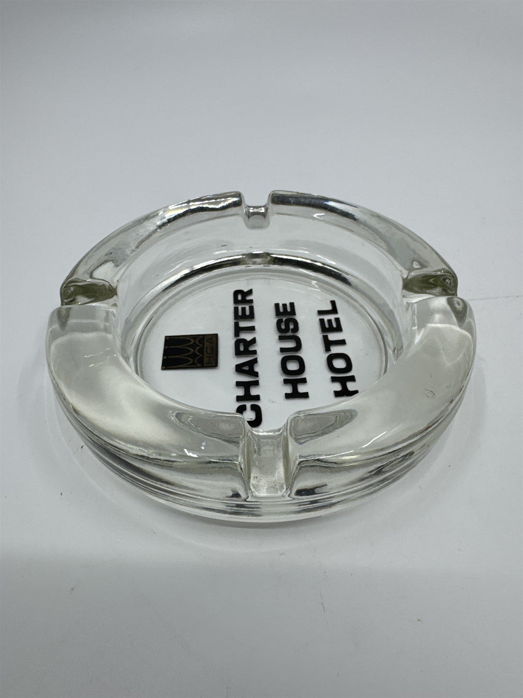 Vintage Glass Charter House Hotel Cigarette Ashtray Collectible Smoking Item