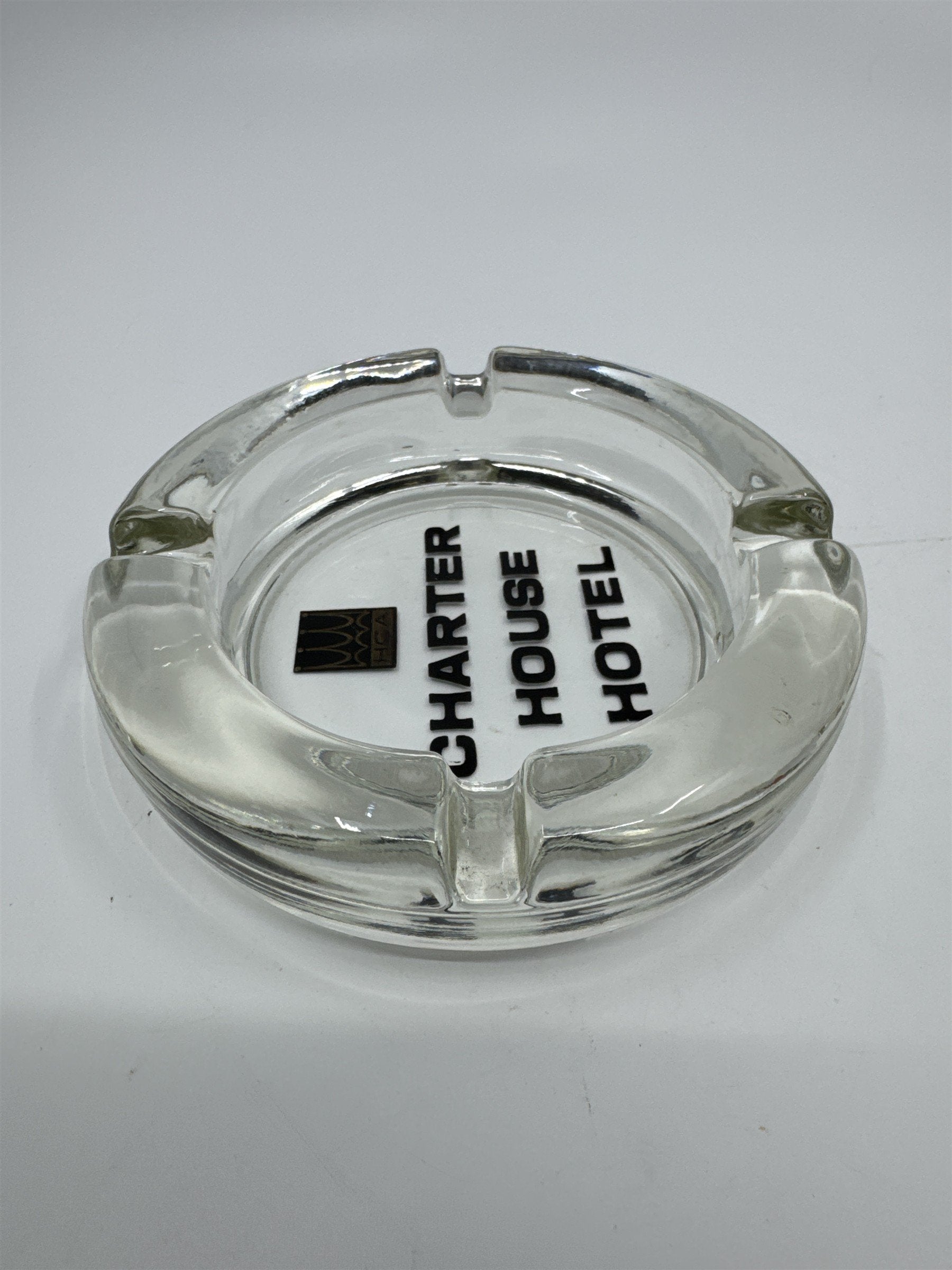 Vintage Glass Charter House Hotel Cigarette Ashtray Collectible Smoking Item