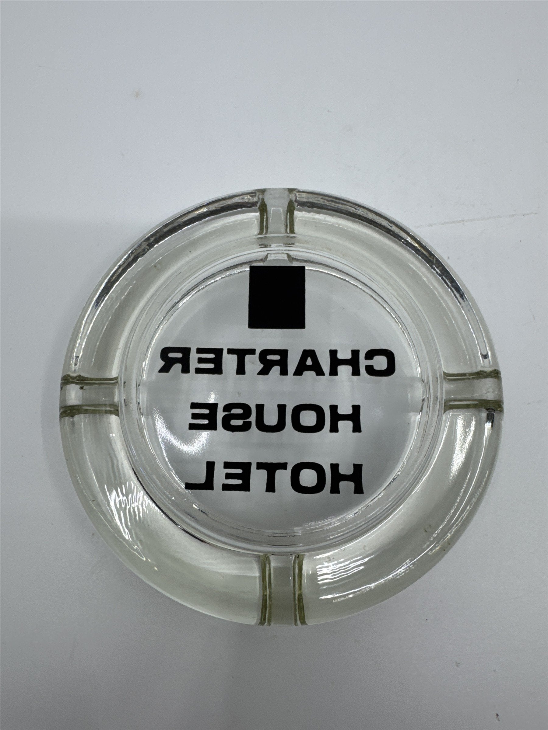 Vintage Glass Charter House Hotel Cigarette Ashtray Collectible Smoking Item