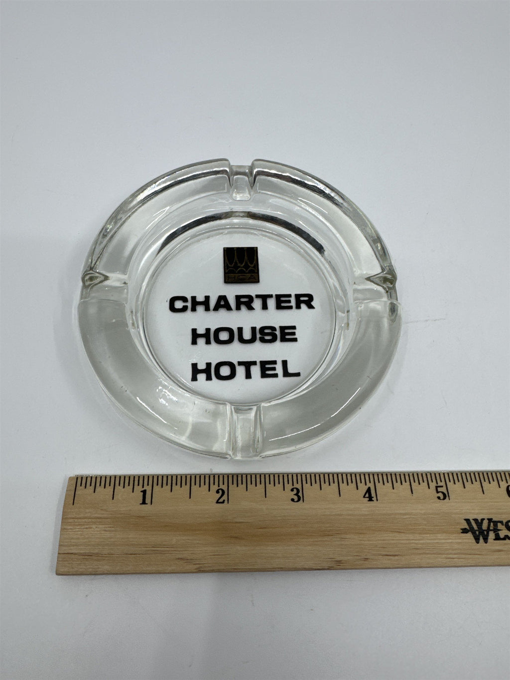 Vintage Glass Charter House Hotel Cigarette Ashtray Collectible Smoking Item