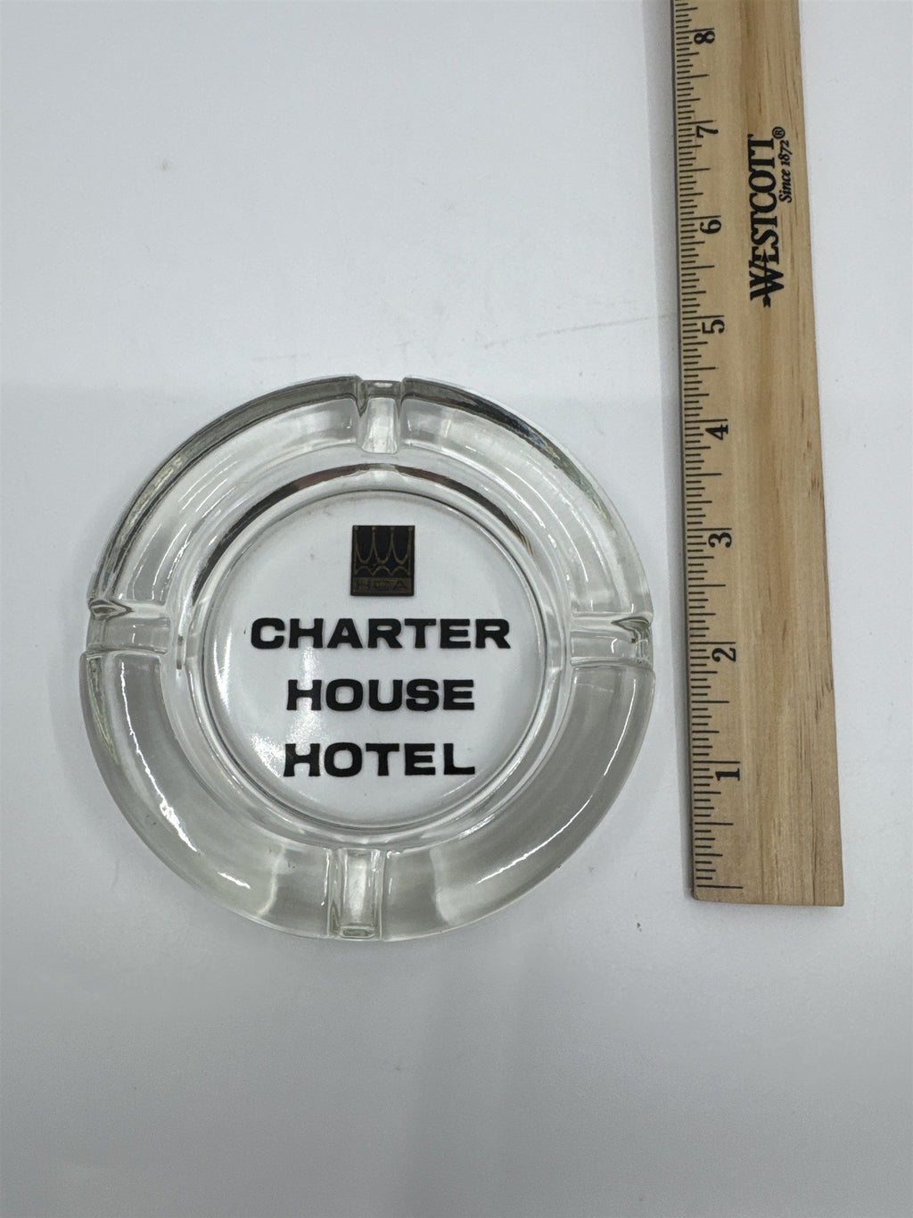 Vintage Glass Charter House Hotel Cigarette Ashtray Collectible Smoking Item