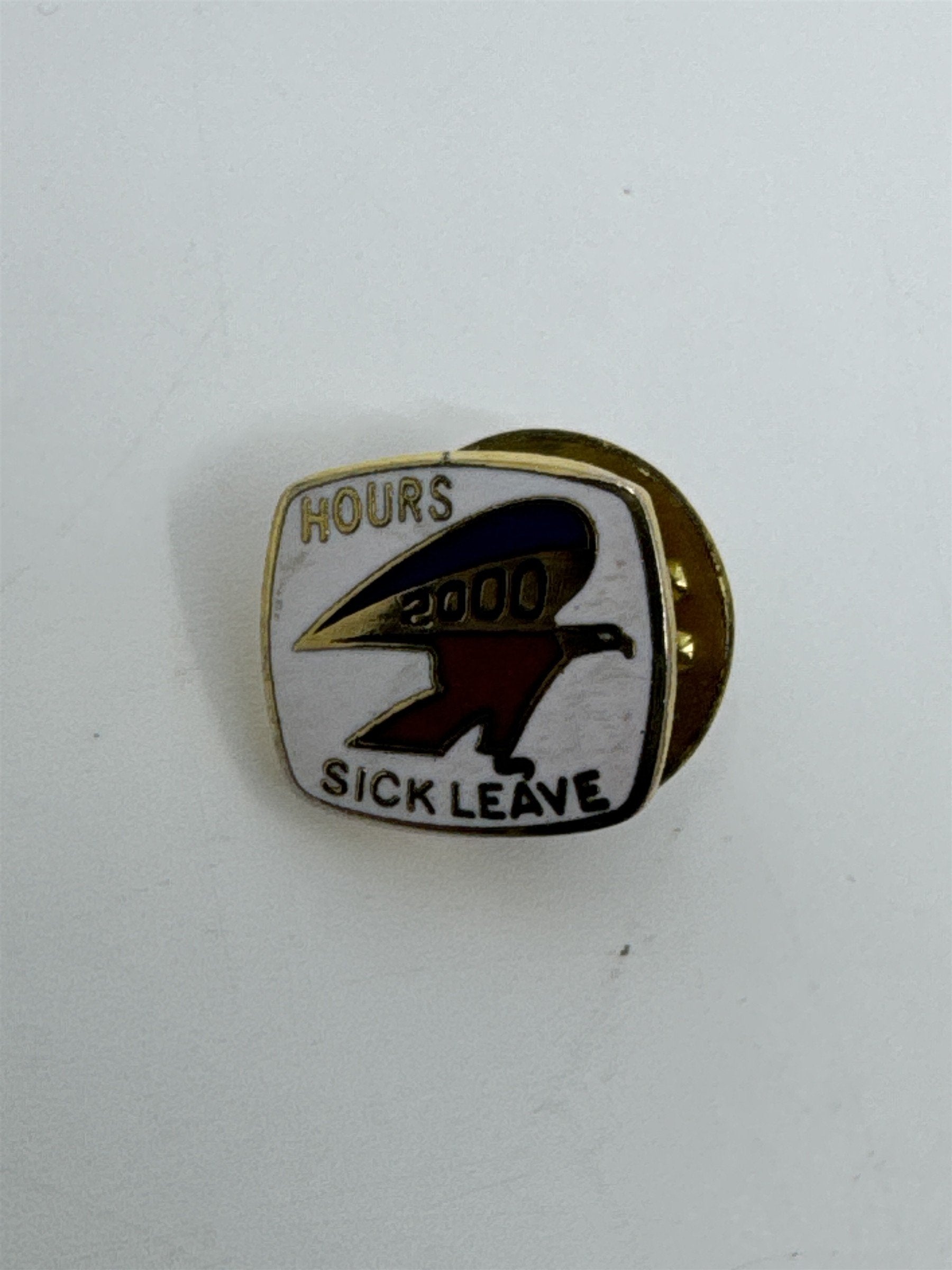 Vintage U. S. Post Office 2000 Hours Sick Leave Pin Red, White and Blue Eagle