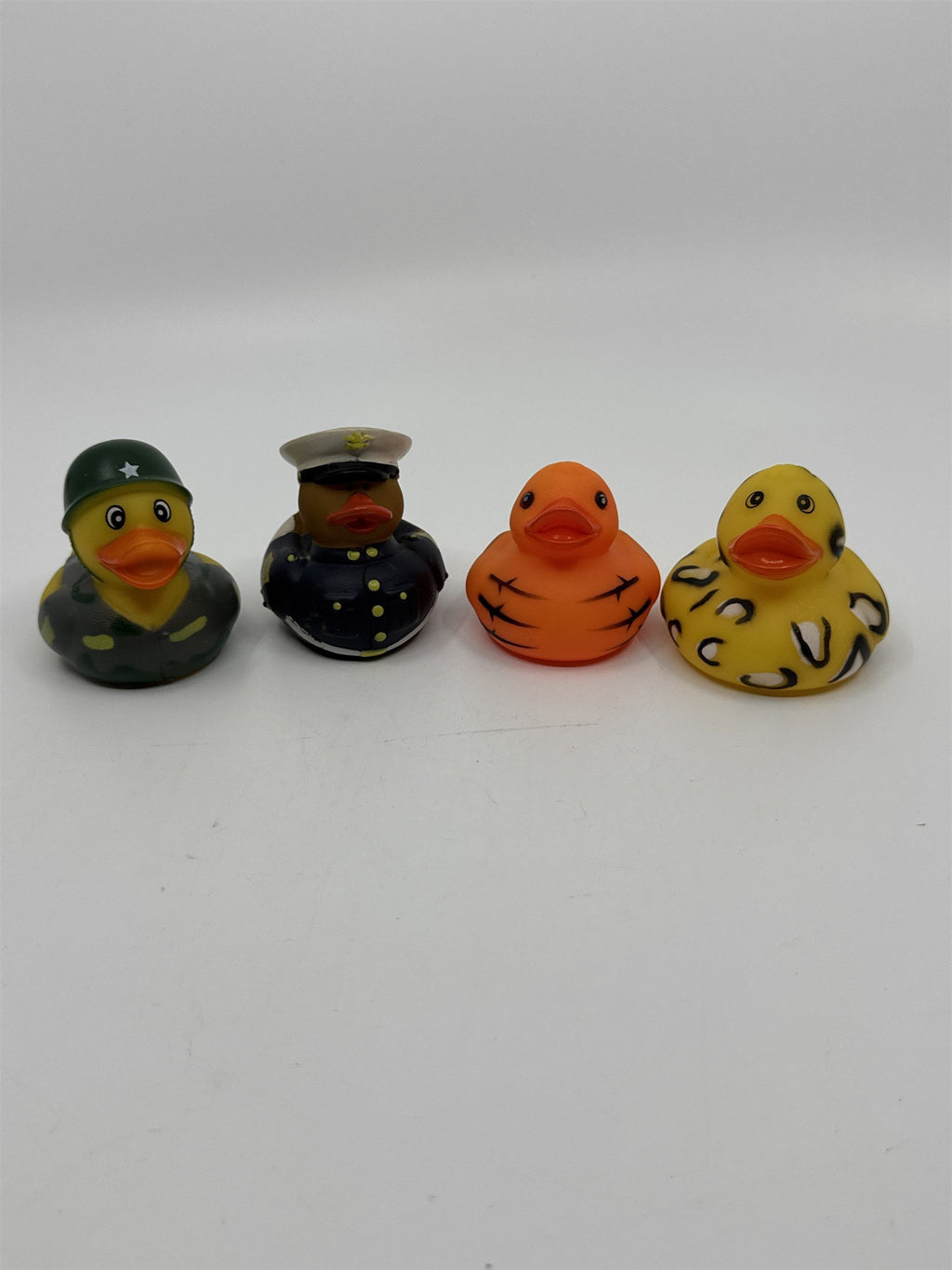 Set of Four Mini Rubber Ducks Army, Marine, Cheetah, Tiger Print Jeep Ducking