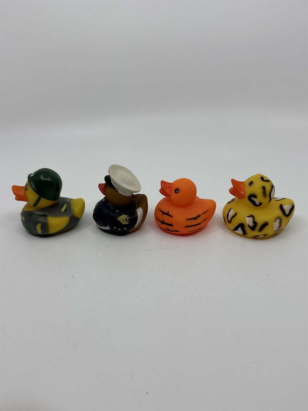 Set of Four Mini Rubber Ducks Army, Marine, Cheetah, Tiger Print Jeep Ducking
