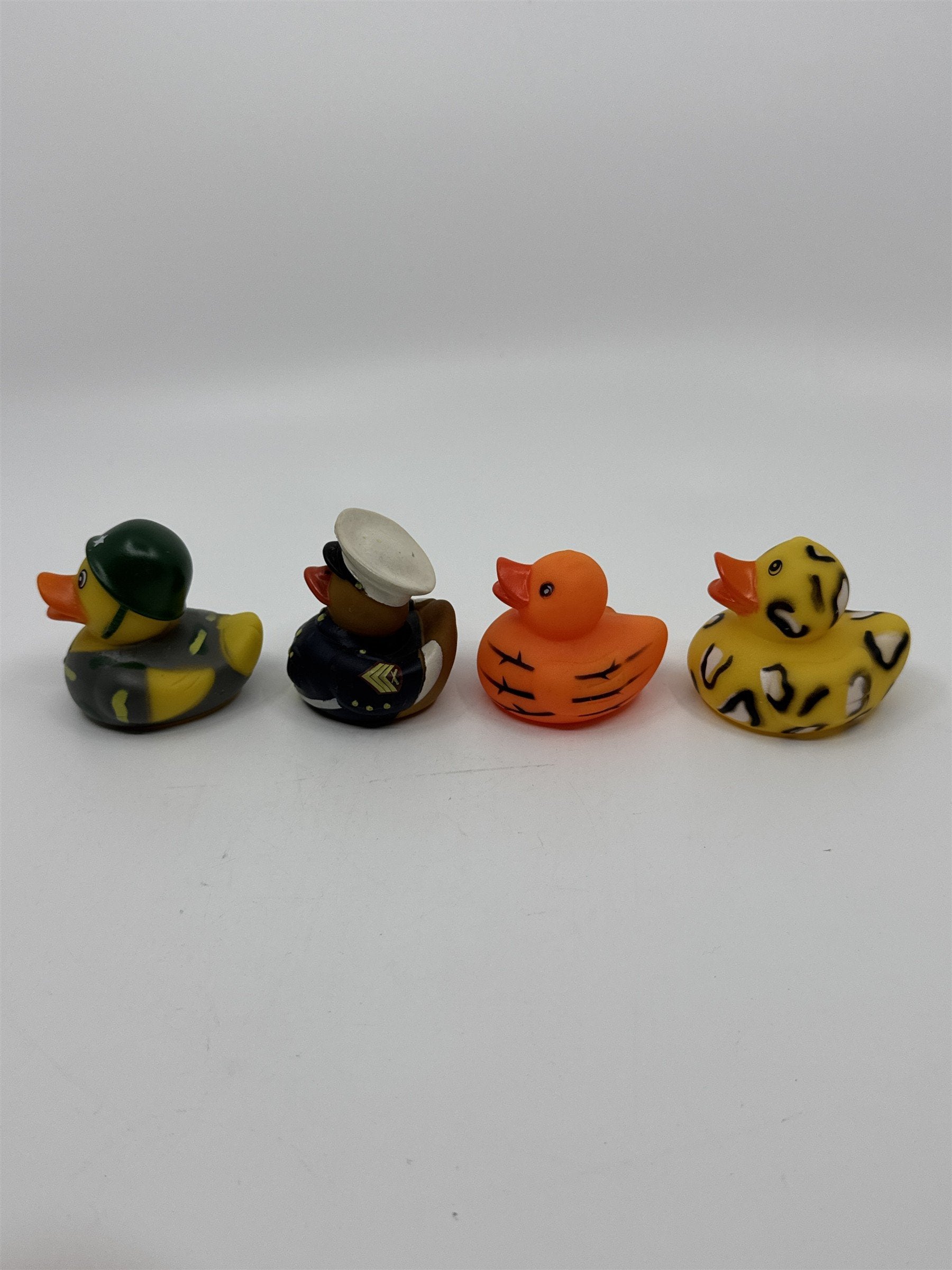Set of Four Mini Rubber Ducks Army, Marine, Cheetah, Tiger Print Jeep Ducking