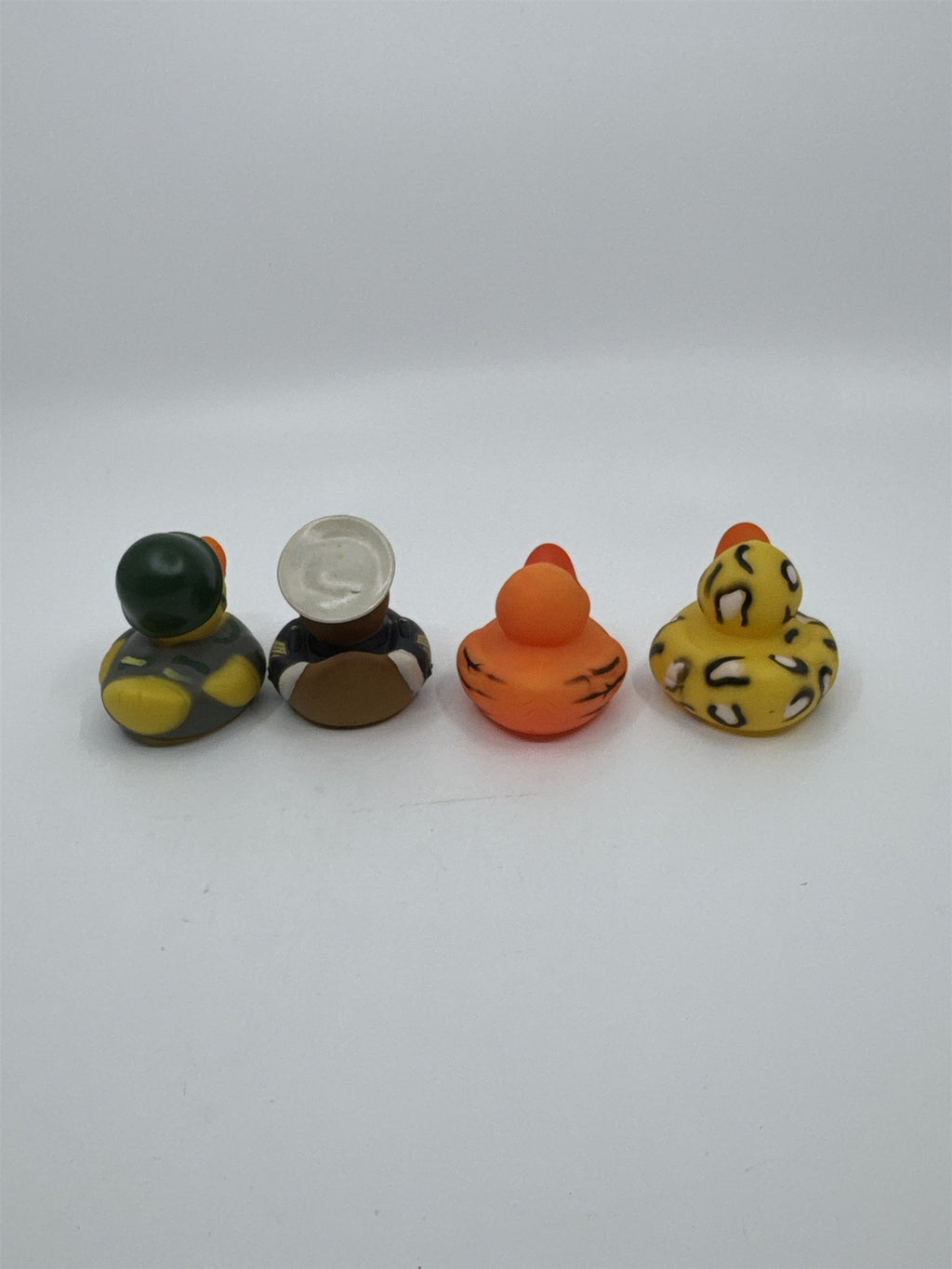 Set of Four Mini Rubber Ducks Army, Marine, Cheetah, Tiger Print Jeep Ducking
