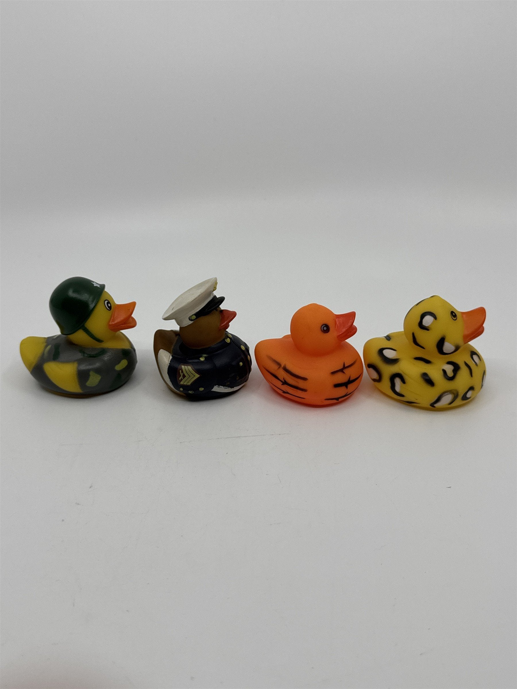 Set of Four Mini Rubber Ducks Army, Marine, Cheetah, Tiger Print Jeep Ducking