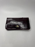 Vintage Maroon Red Eel Skin Etienne Aigner Wallet Exotic Style Gold Embellish