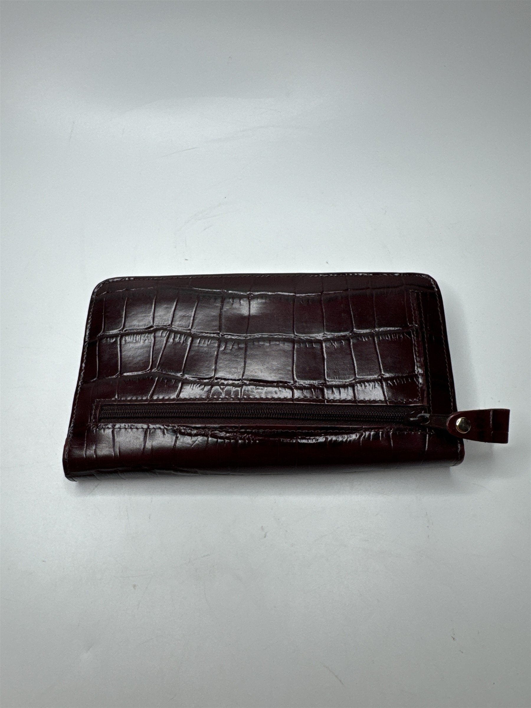 Vintage Maroon Red Eel Skin Etienne Aigner Wallet Exotic Style Gold Embellish
